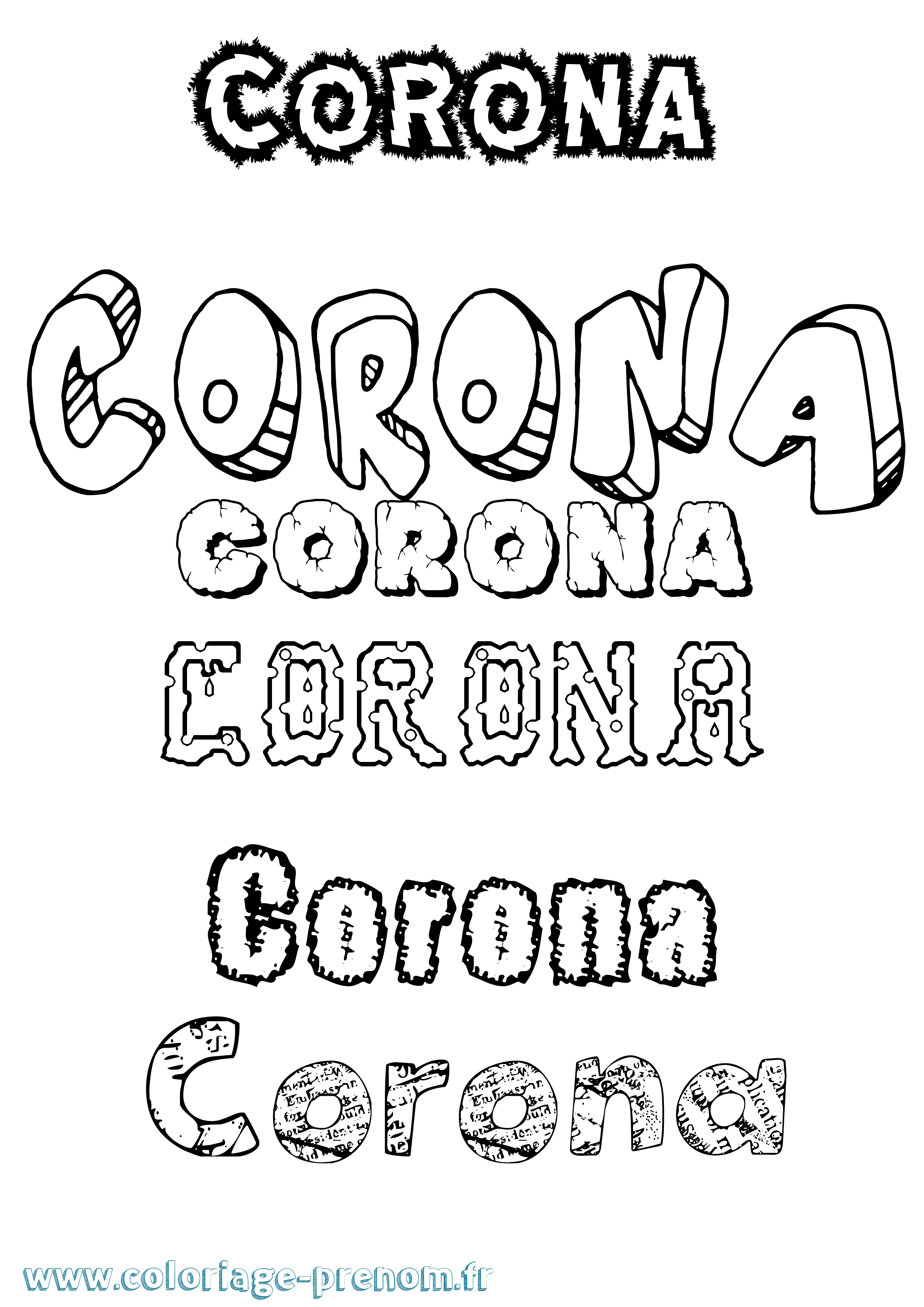Coloriage Corona Destructuré Coloriage prénom Corona Destructuré