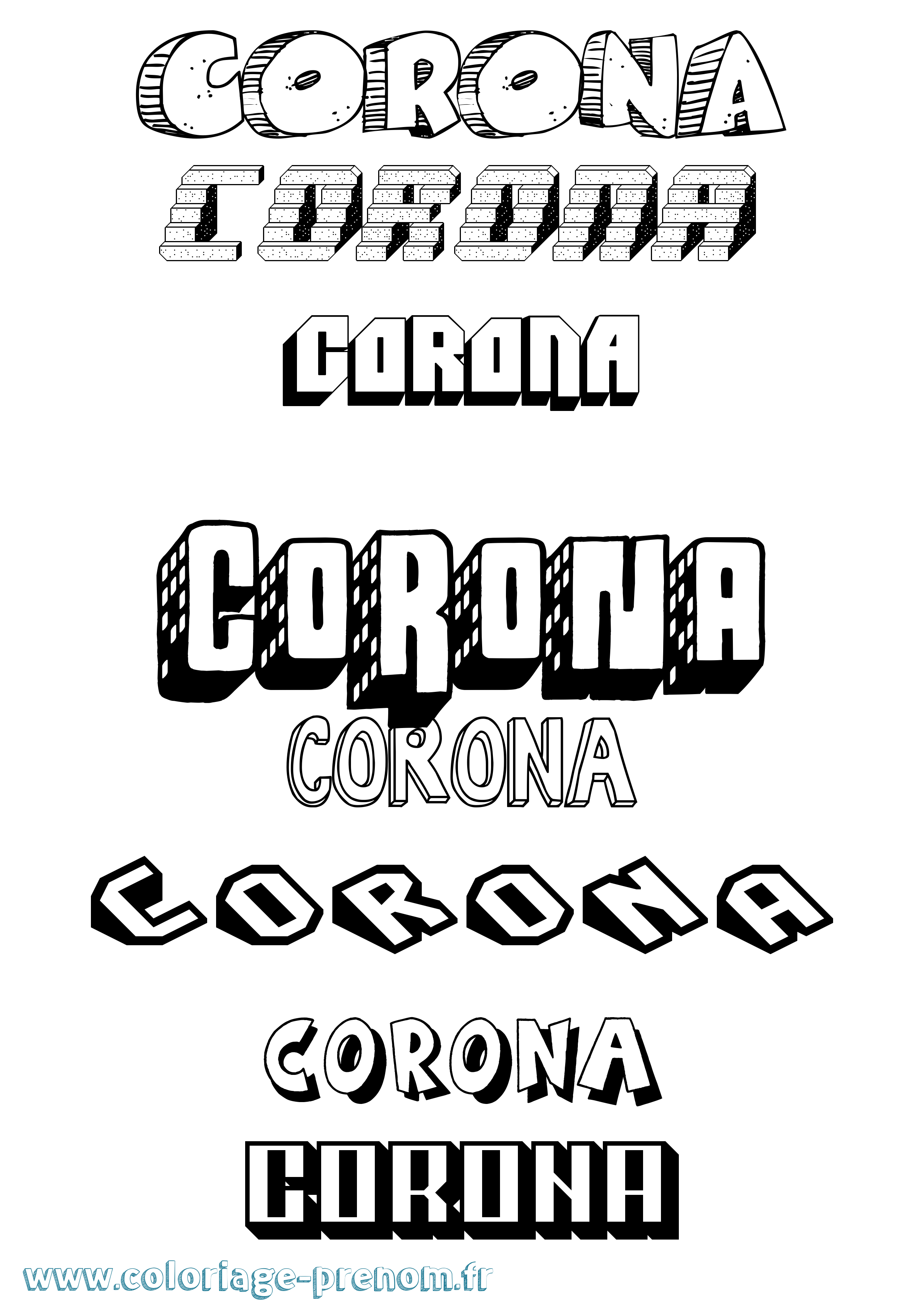 Coloriage Corona Effet 3D Coloriage prénom Corona Effet 3D