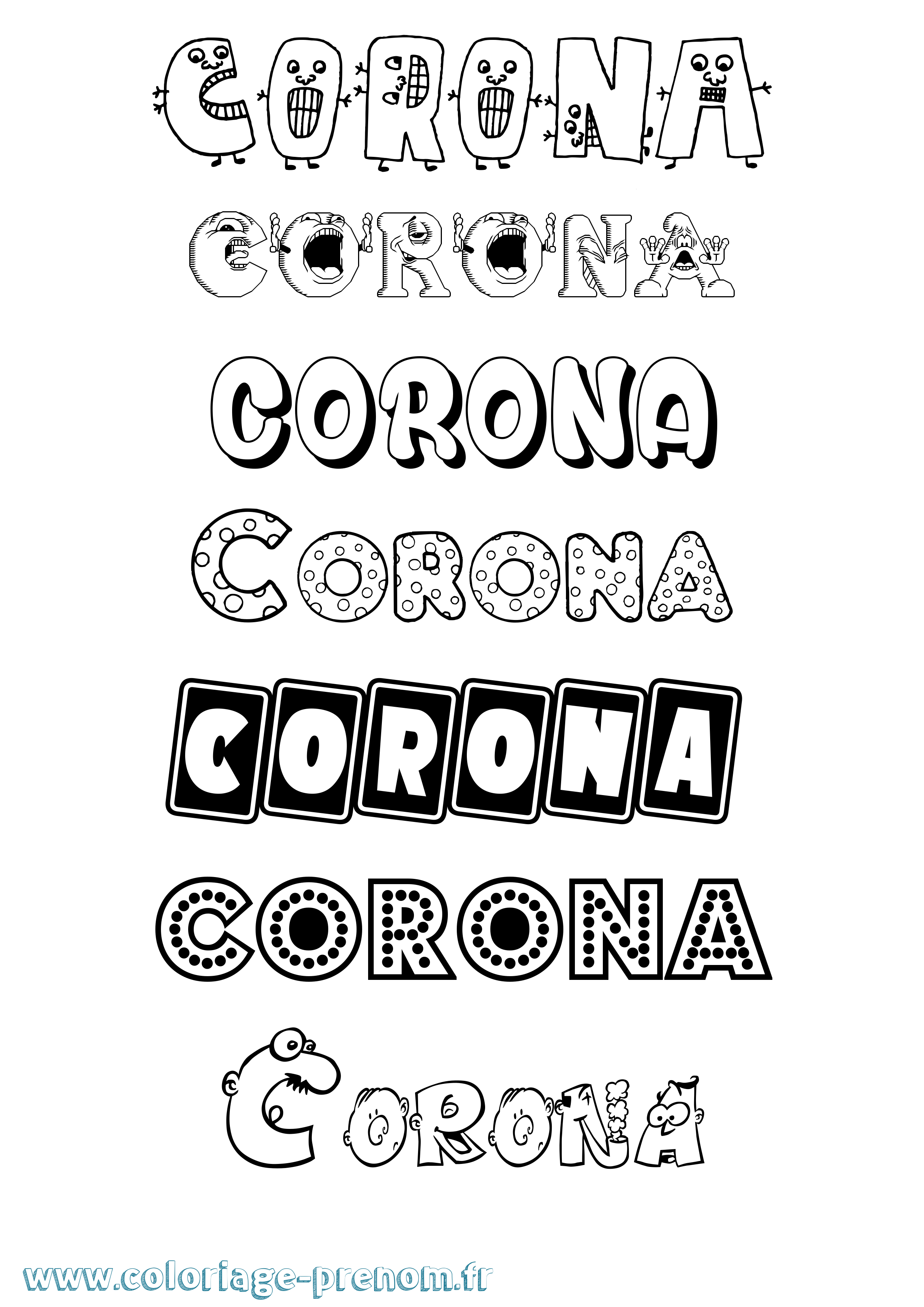 Coloriage Corona Fun Coloriage prénom Corona Fun