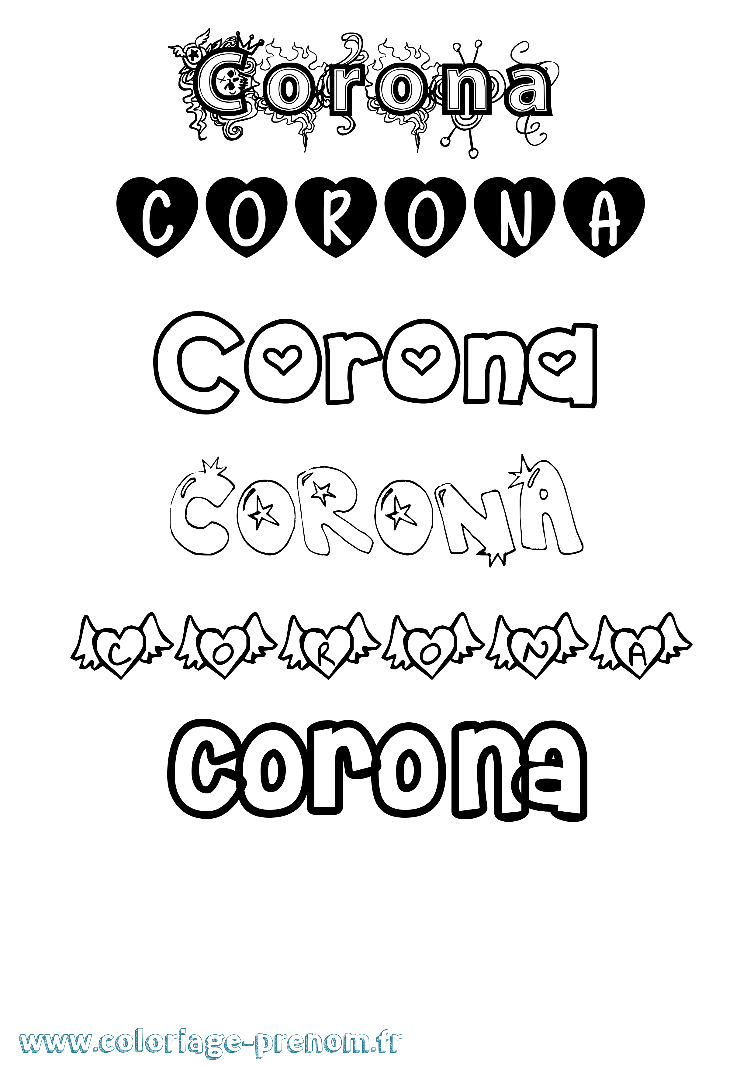 Coloriage Corona Girly Coloriage prénom Corona Girly