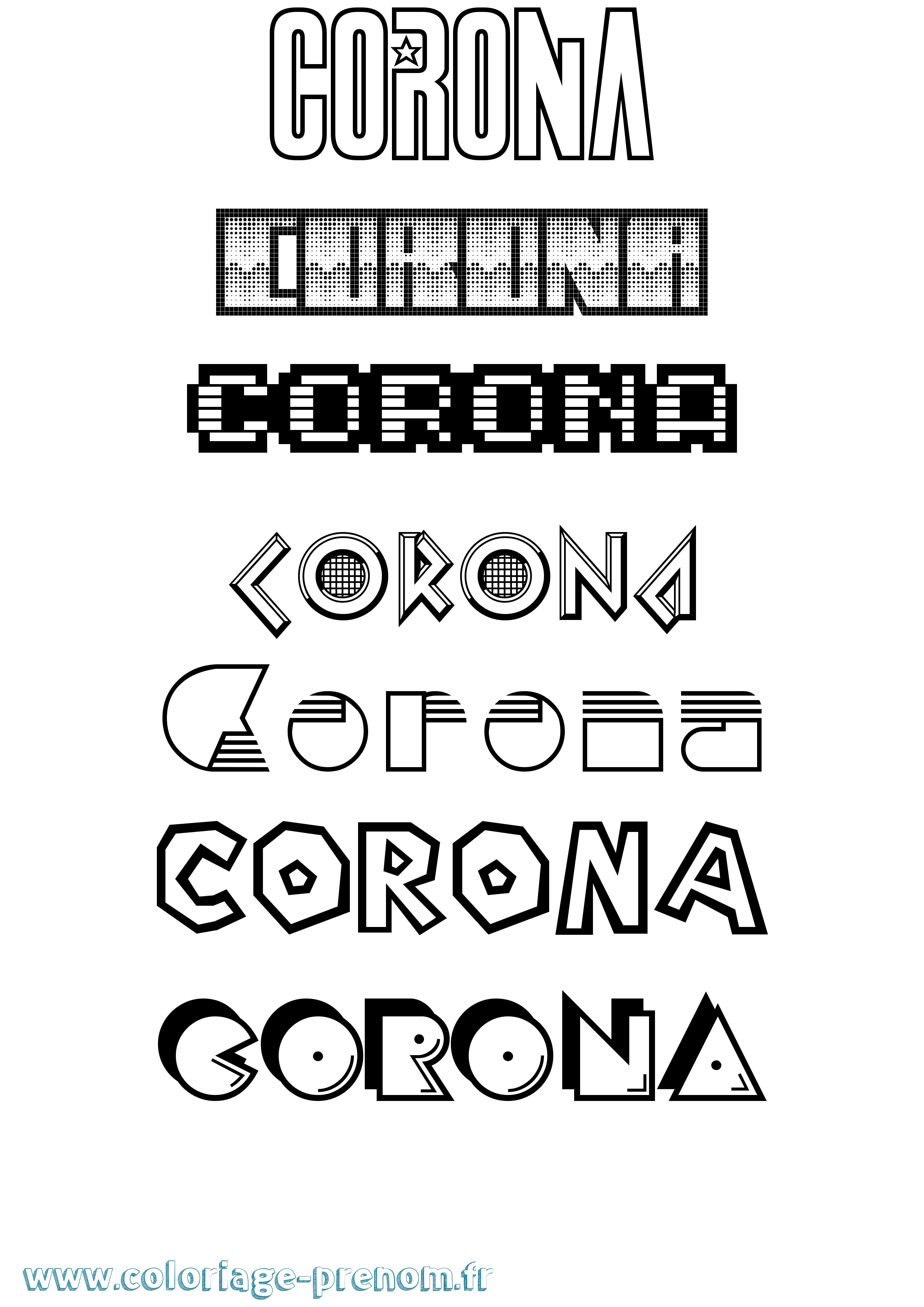 Coloriage Corona Jeux Vidéos Coloriage prénom Corona Jeux Vidéos