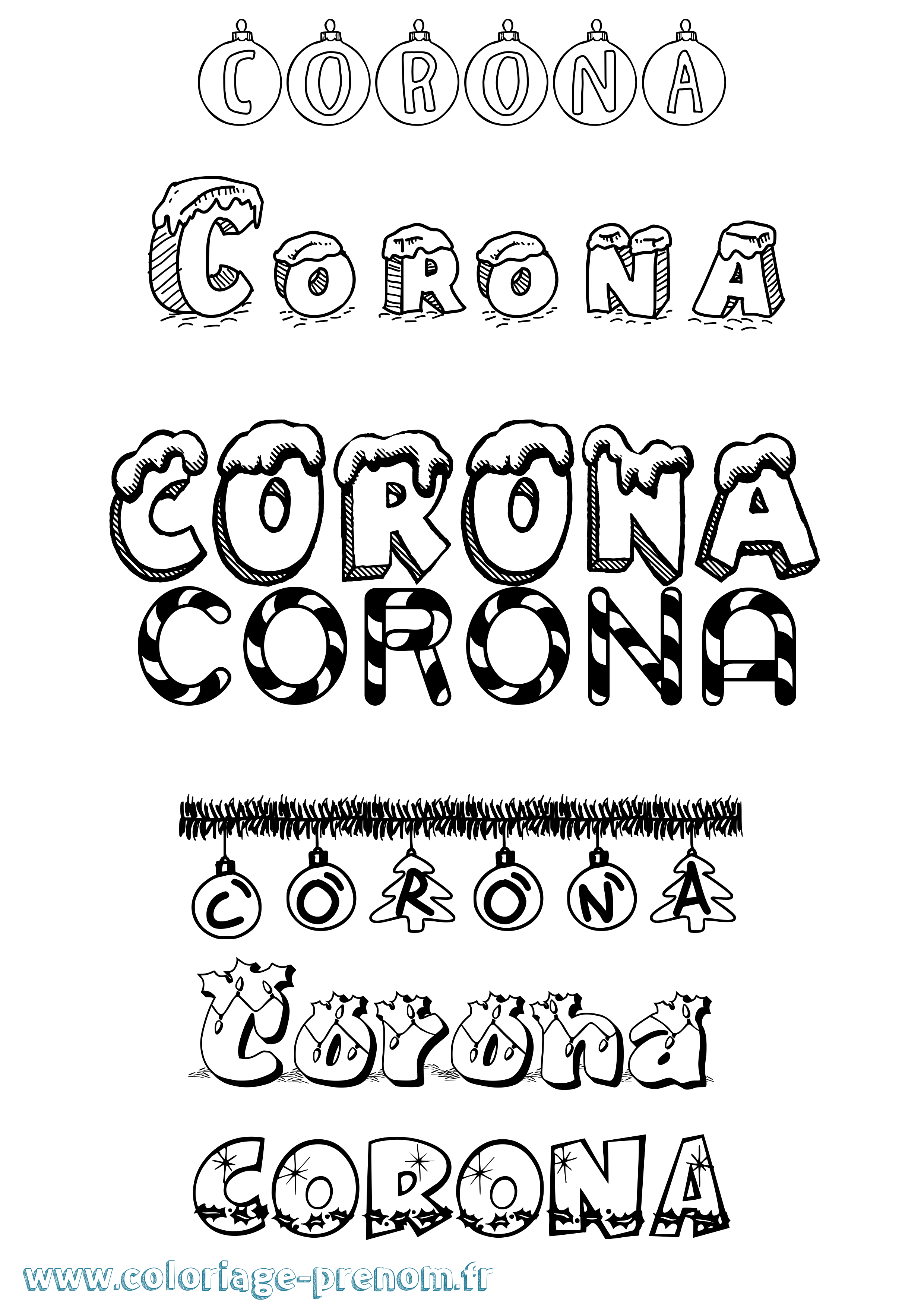Coloriage Corona Noël Coloriage prénom Corona Noël
