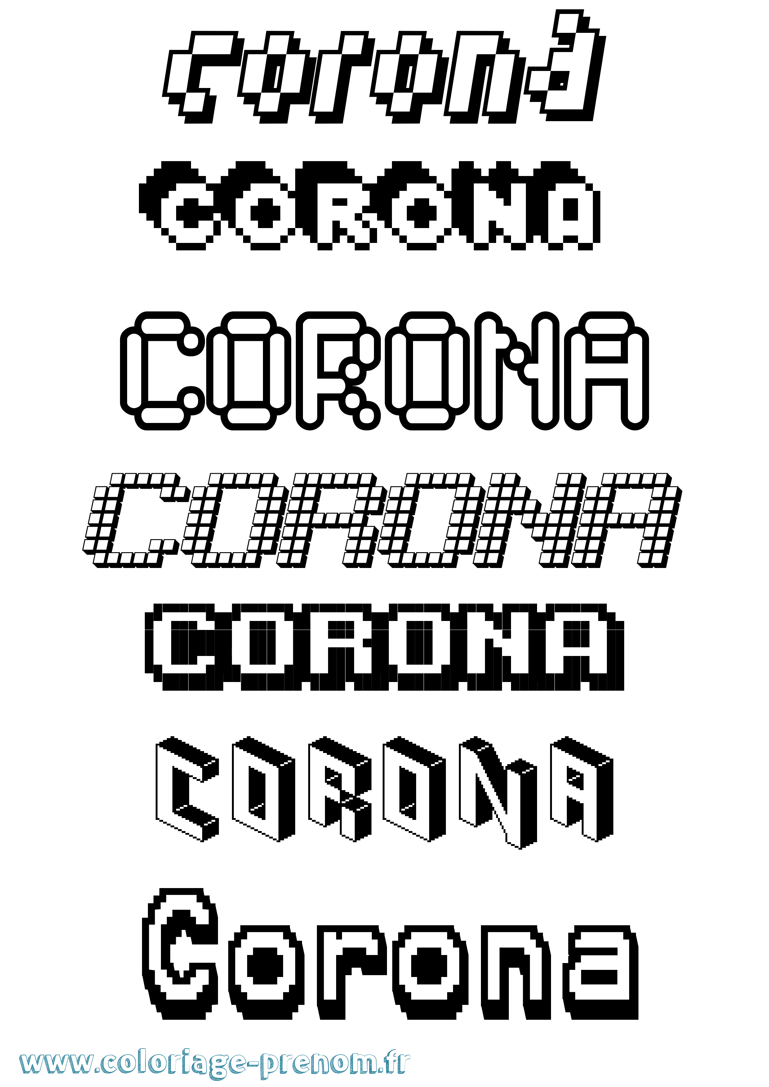 Coloriage Corona Pixel Coloriage prénom Corona Pixel
