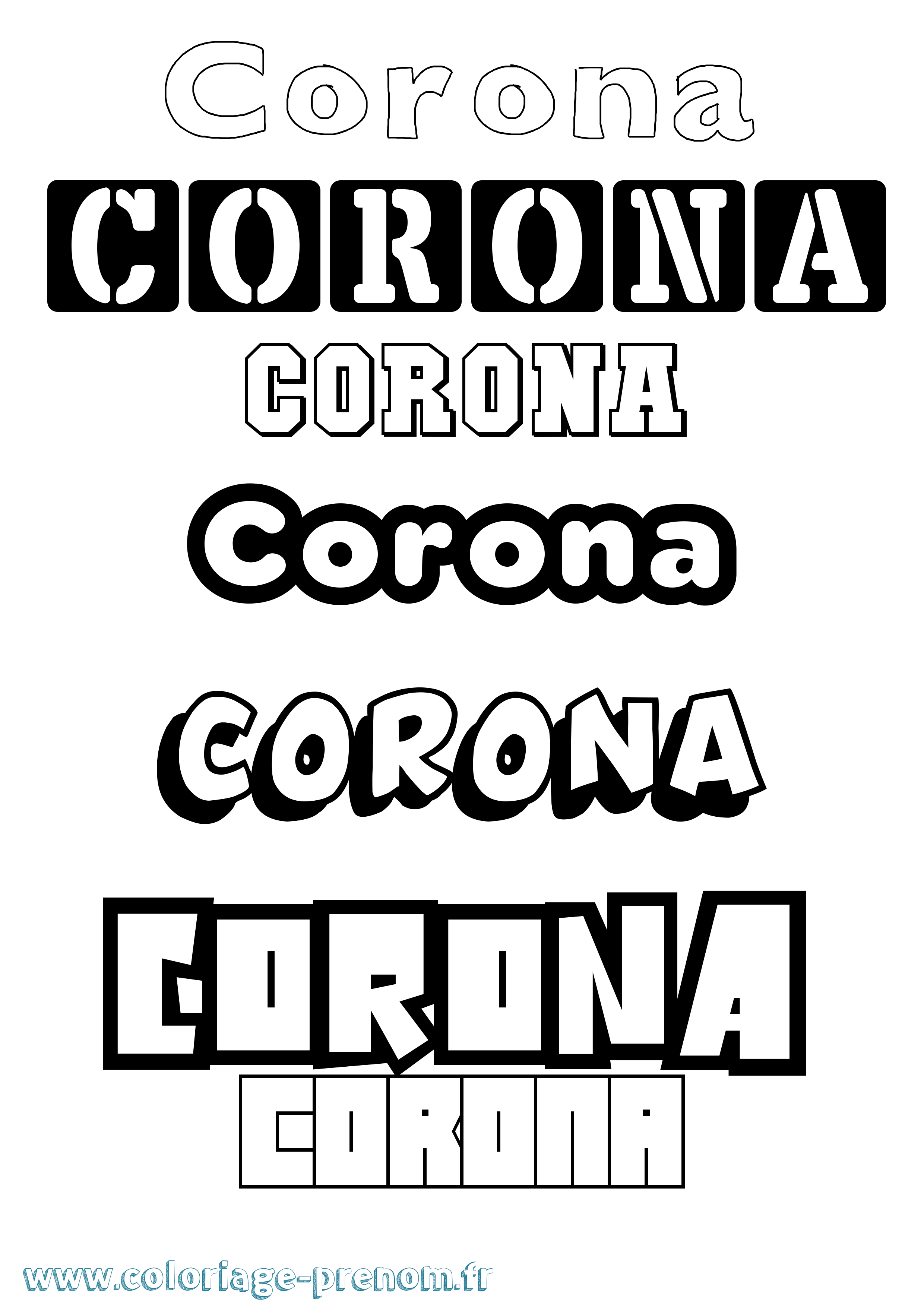 Coloriage Corona Simple Coloriage prénom Corona Simple