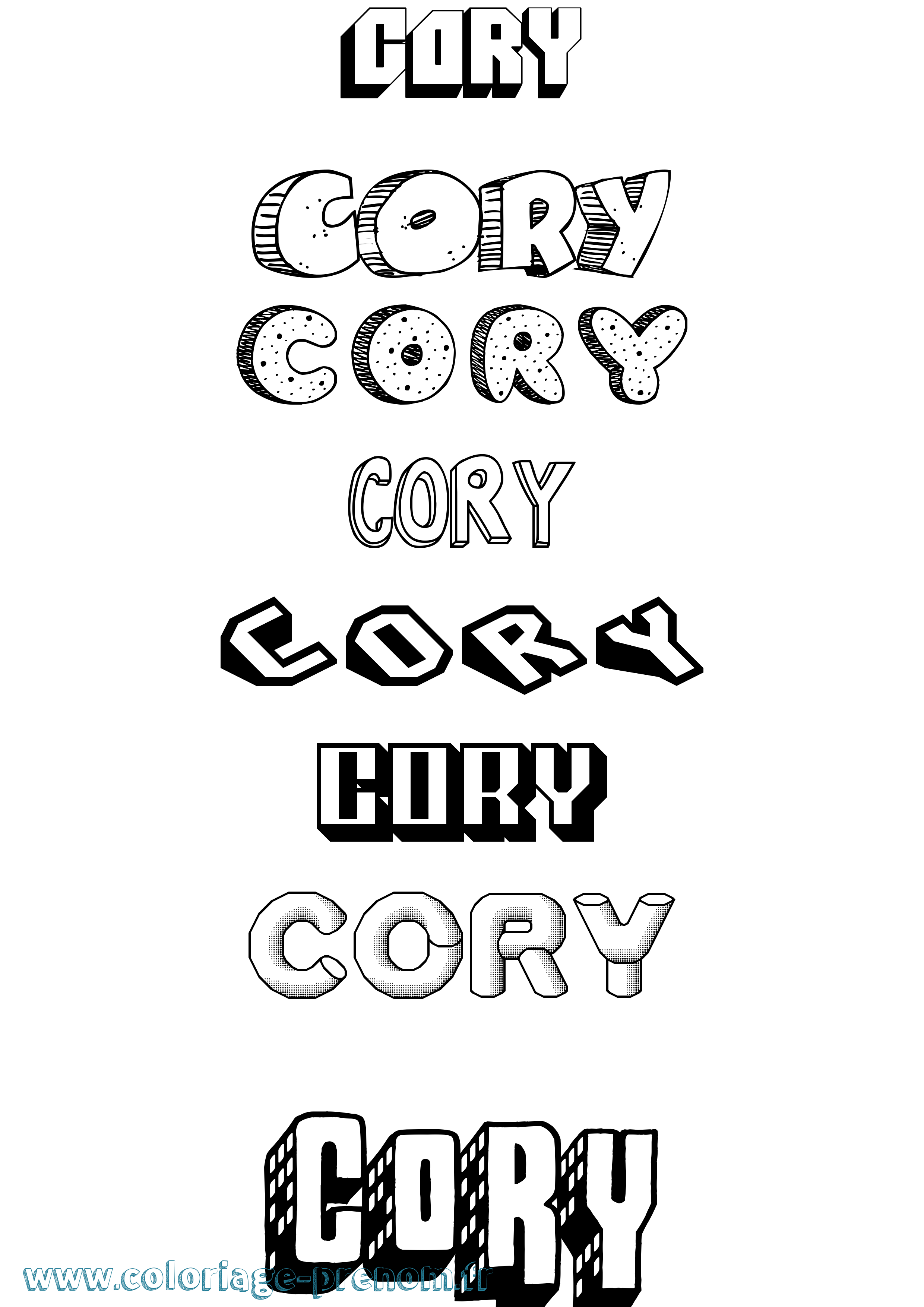Coloriage Cory Effet 3D Coloriage prénom Cory Effet 3D