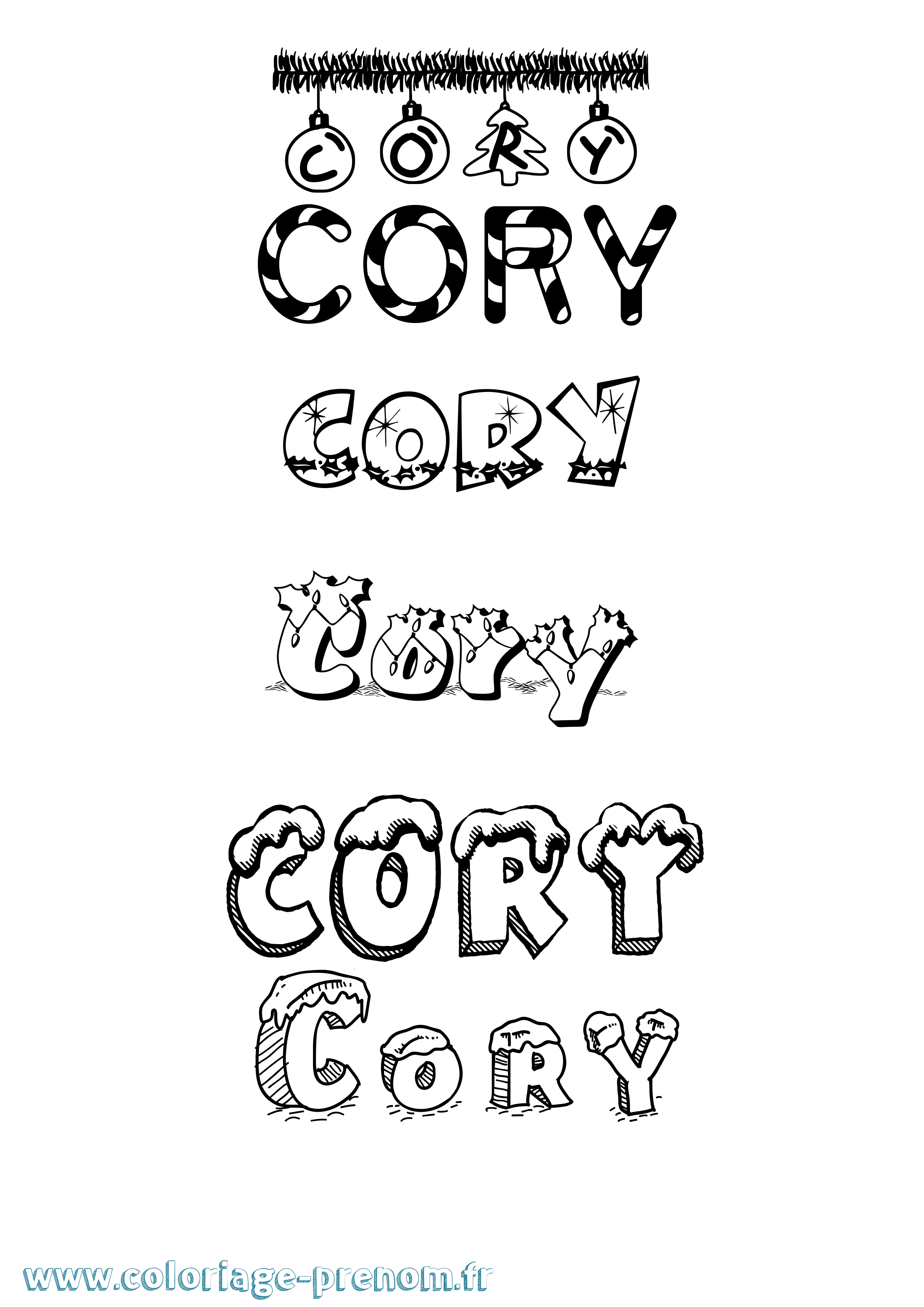 Coloriage Cory Noël Coloriage prénom Cory Noël