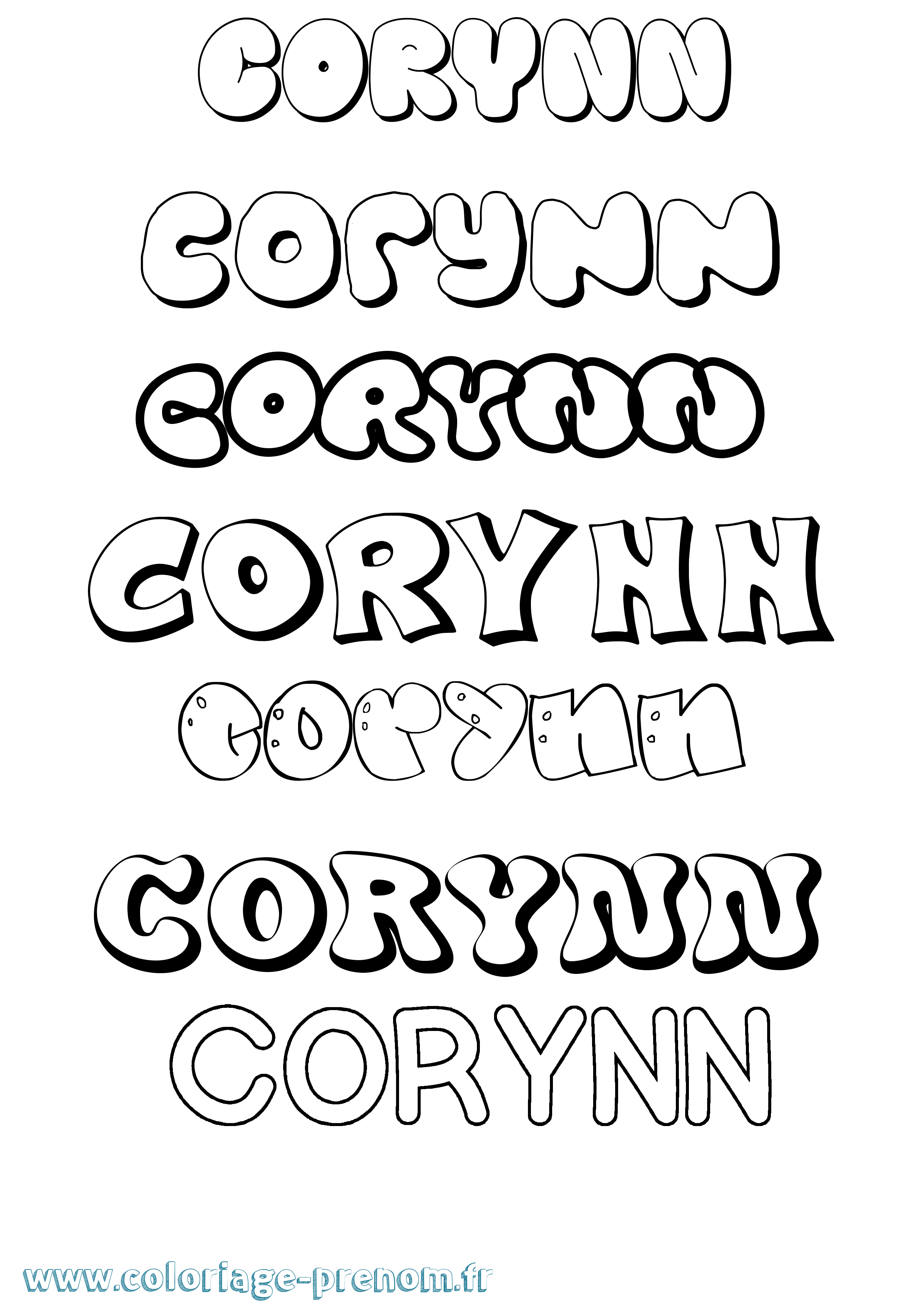 Coloriage Corynn Bubble Coloriage prénom Corynn Bubble