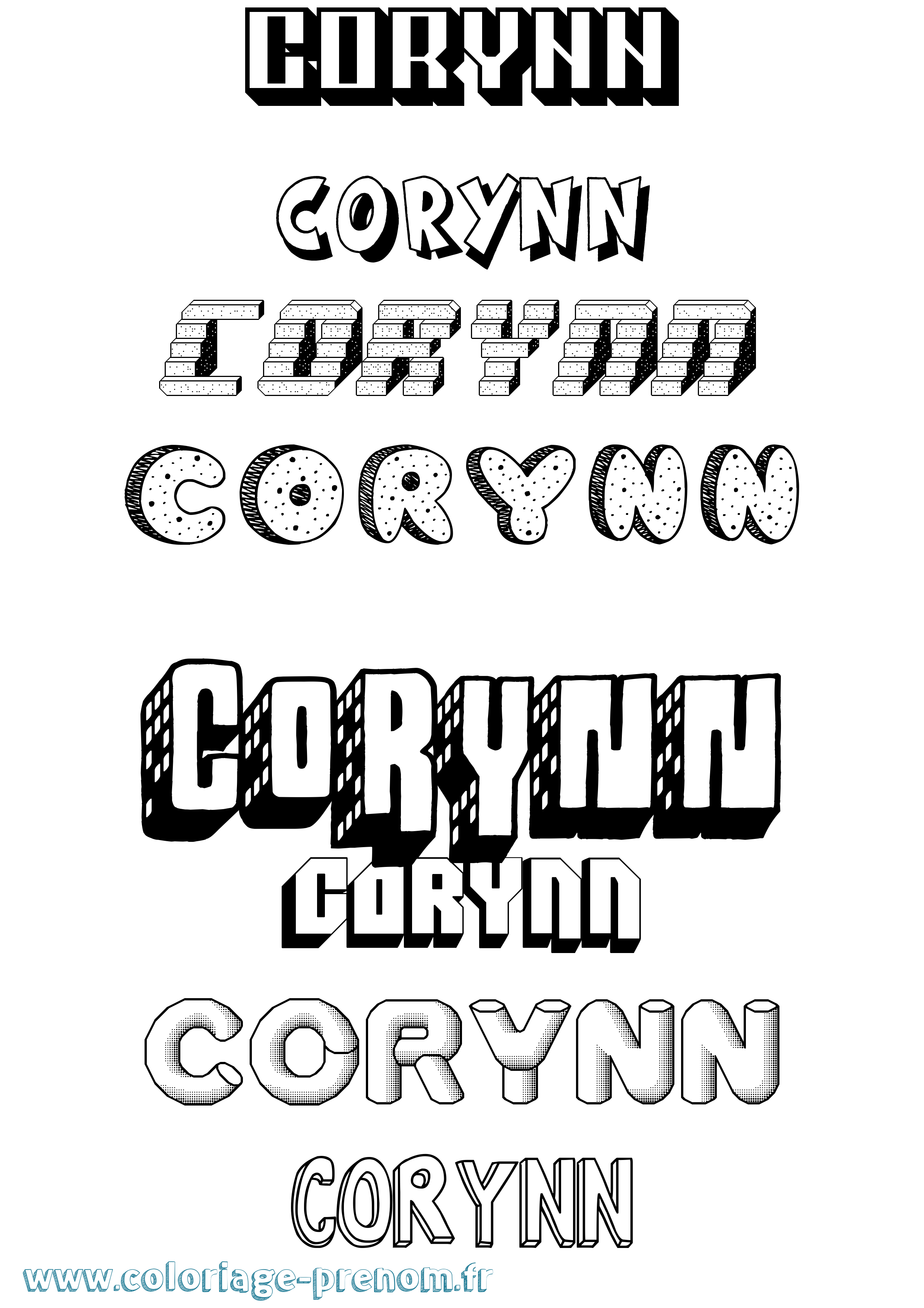 Coloriage Corynn Effet 3D Coloriage prénom Corynn Effet 3D