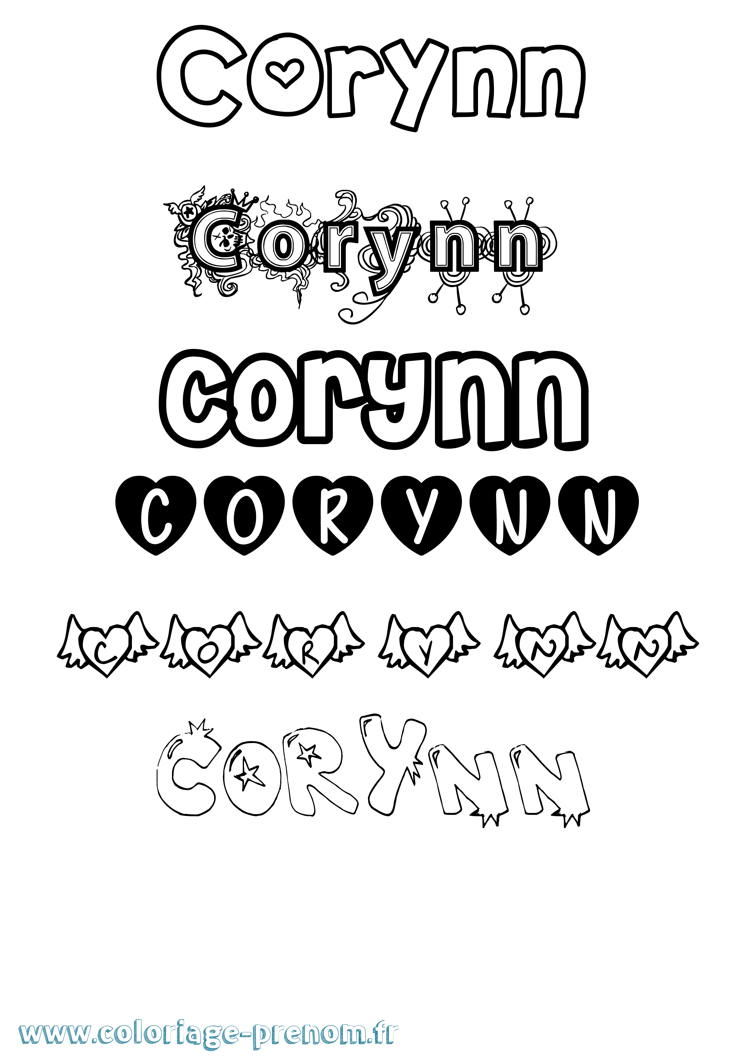 Coloriage Corynn Girly Coloriage prénom Corynn Girly