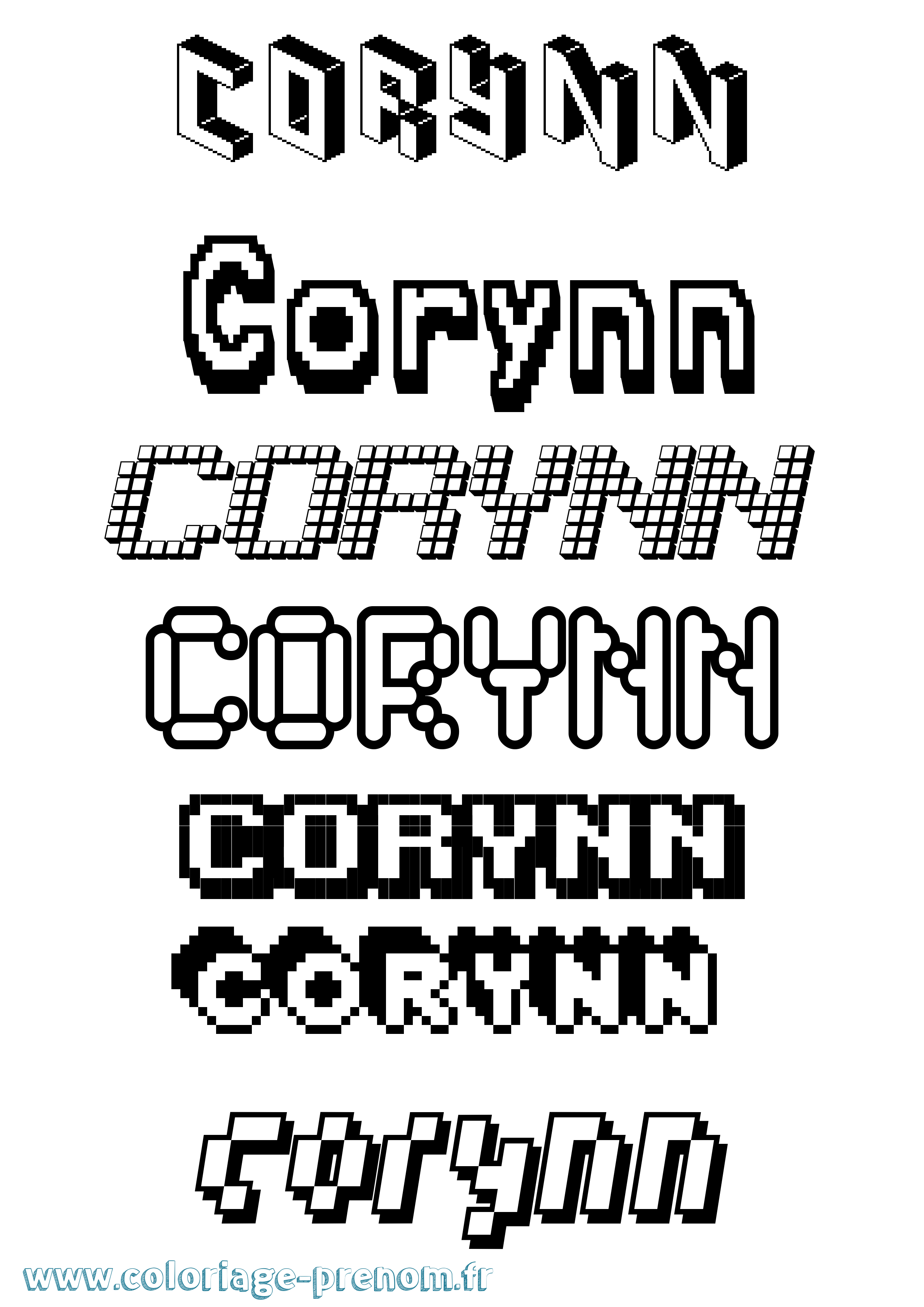 Coloriage Corynn Pixel Coloriage prénom Corynn Pixel