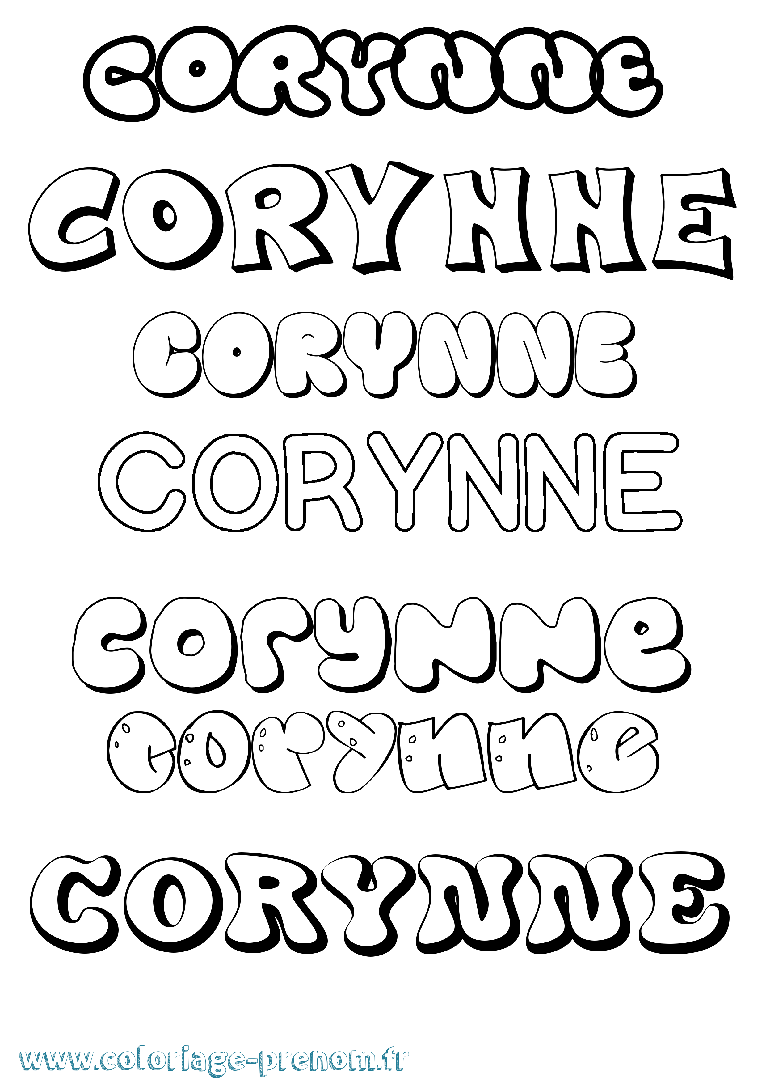 Coloriage Corynne Bubble Coloriage prénom Corynne Bubble