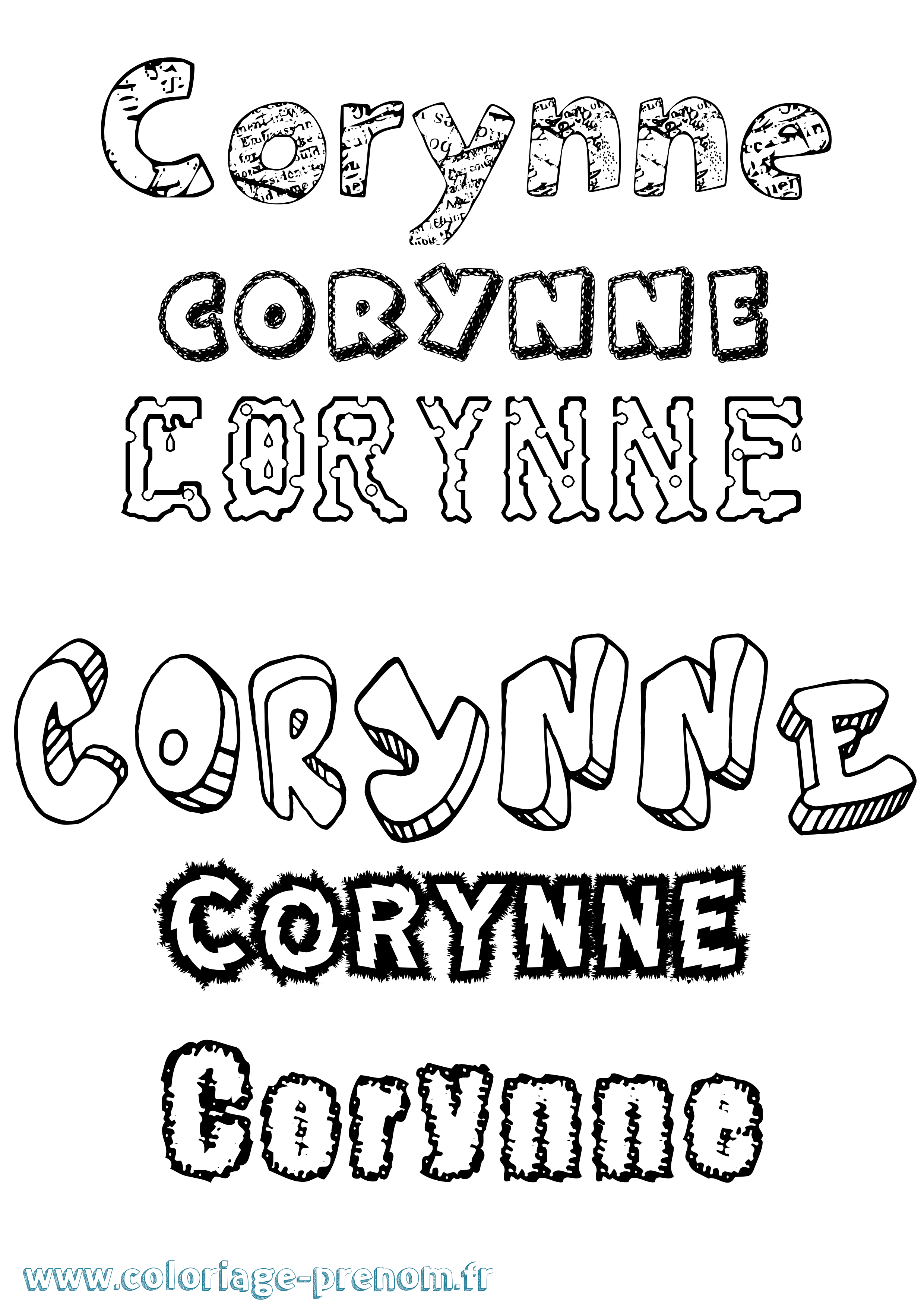 Coloriage Corynne Destructuré Coloriage prénom Corynne Destructuré