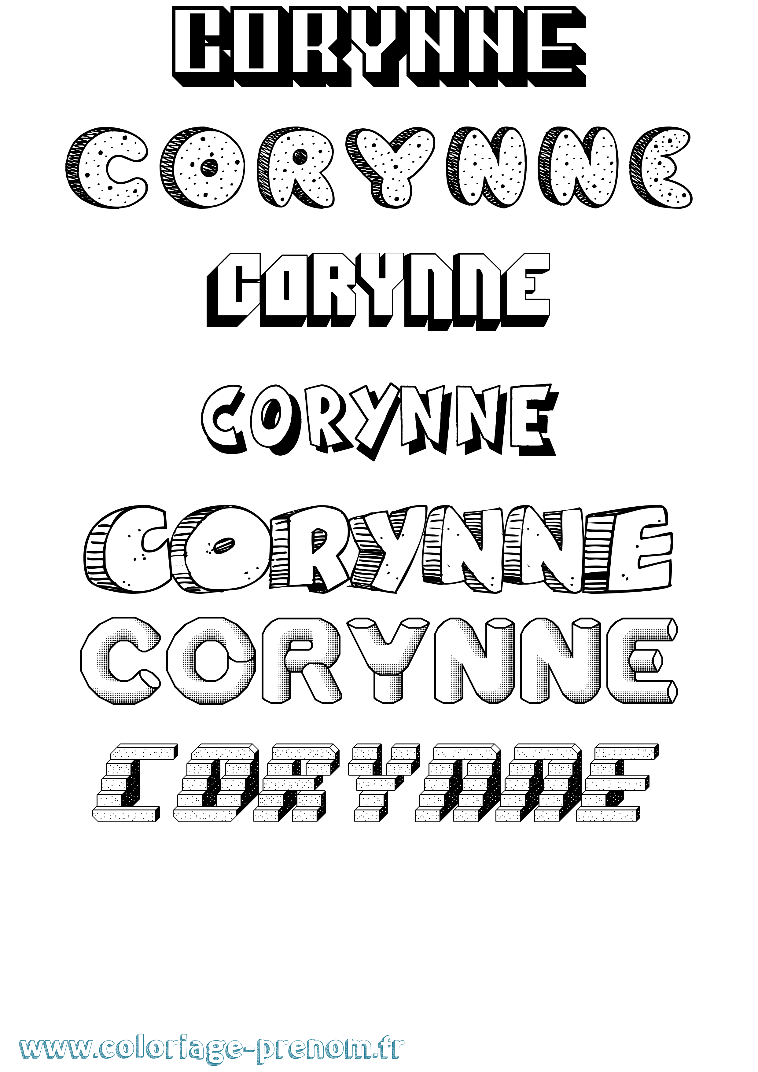 Coloriage Corynne Effet 3D Coloriage prénom Corynne Effet 3D