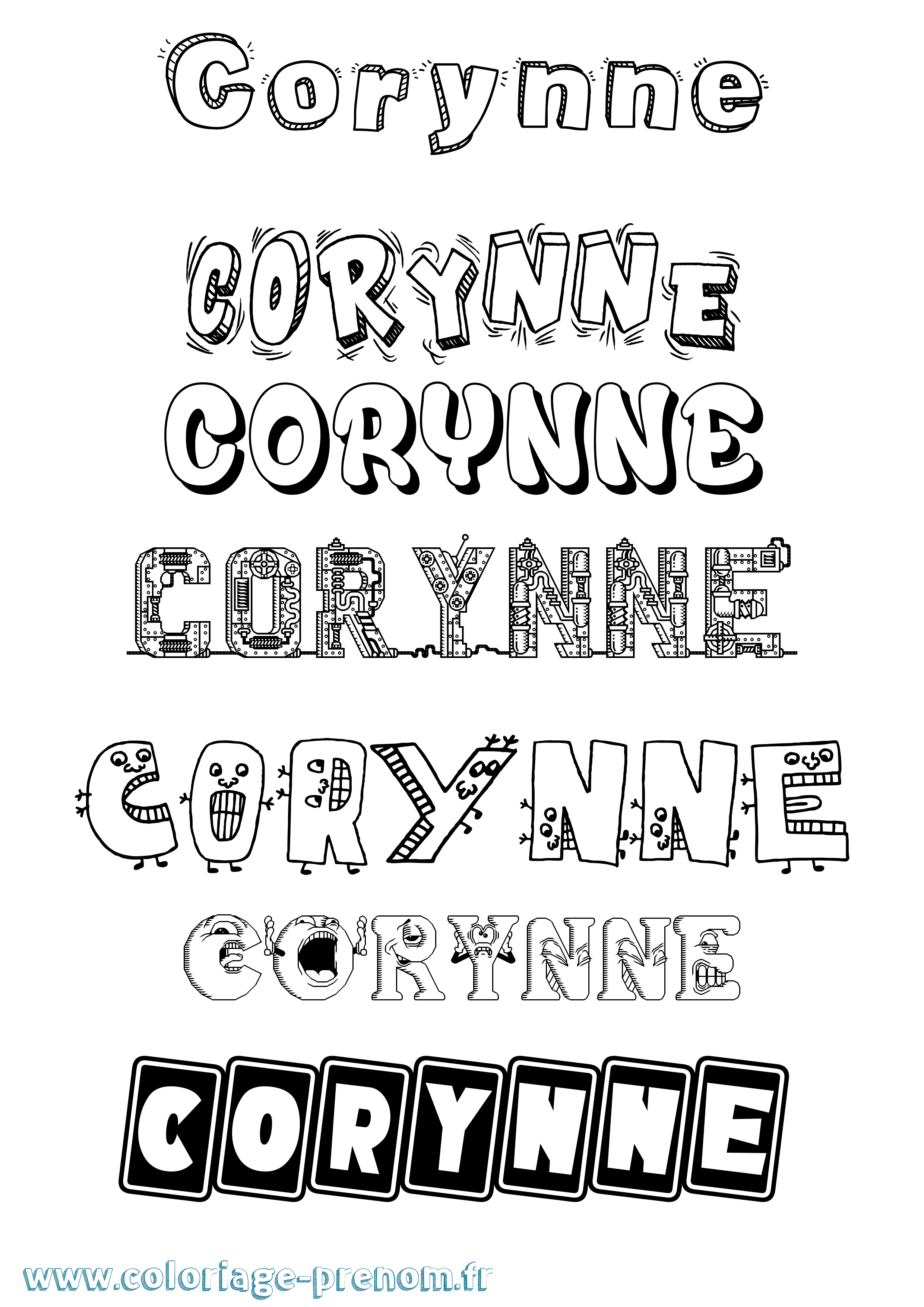 Coloriage Corynne Fun Coloriage prénom Corynne Fun