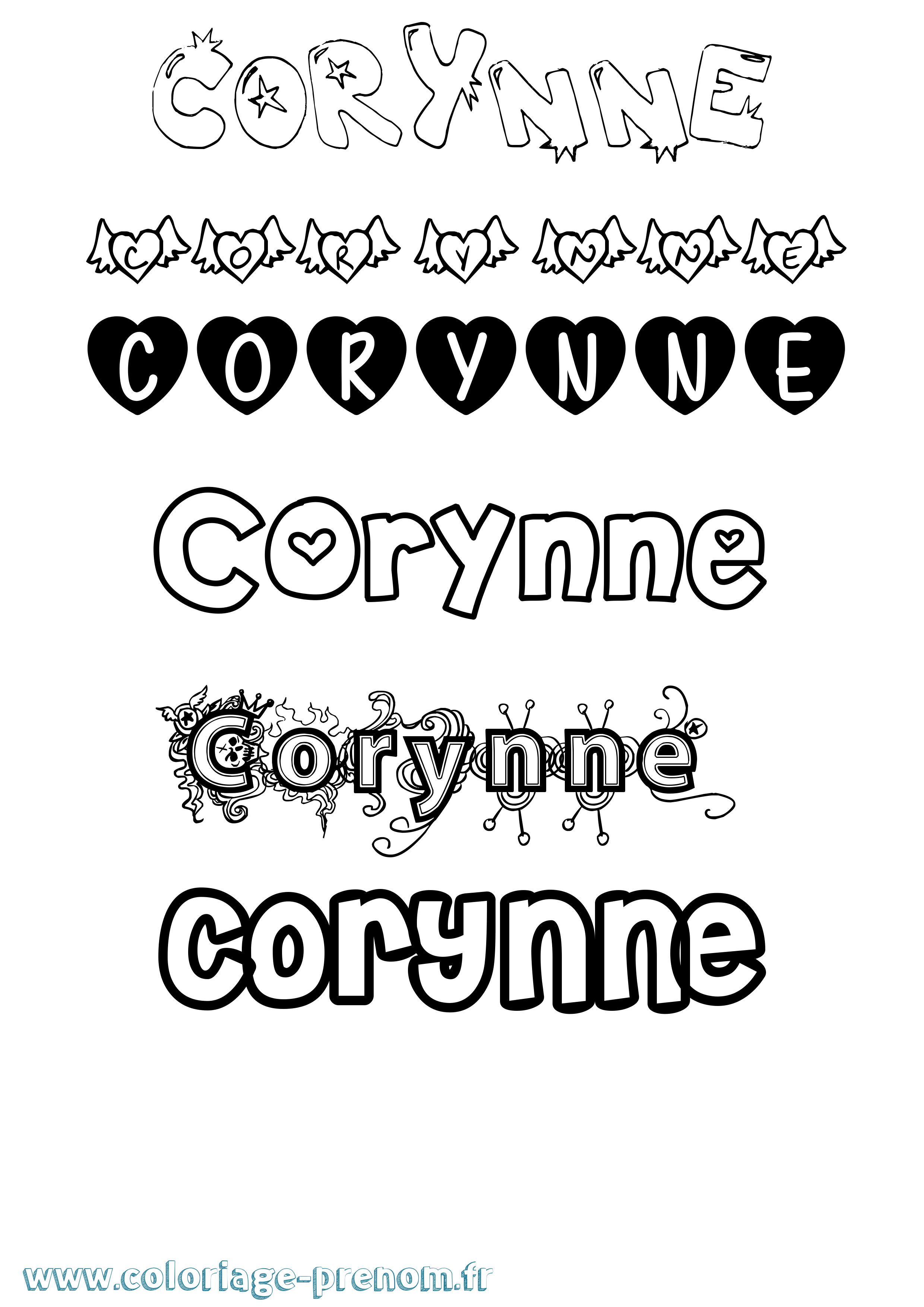 Coloriage Corynne Girly Coloriage prénom Corynne Girly