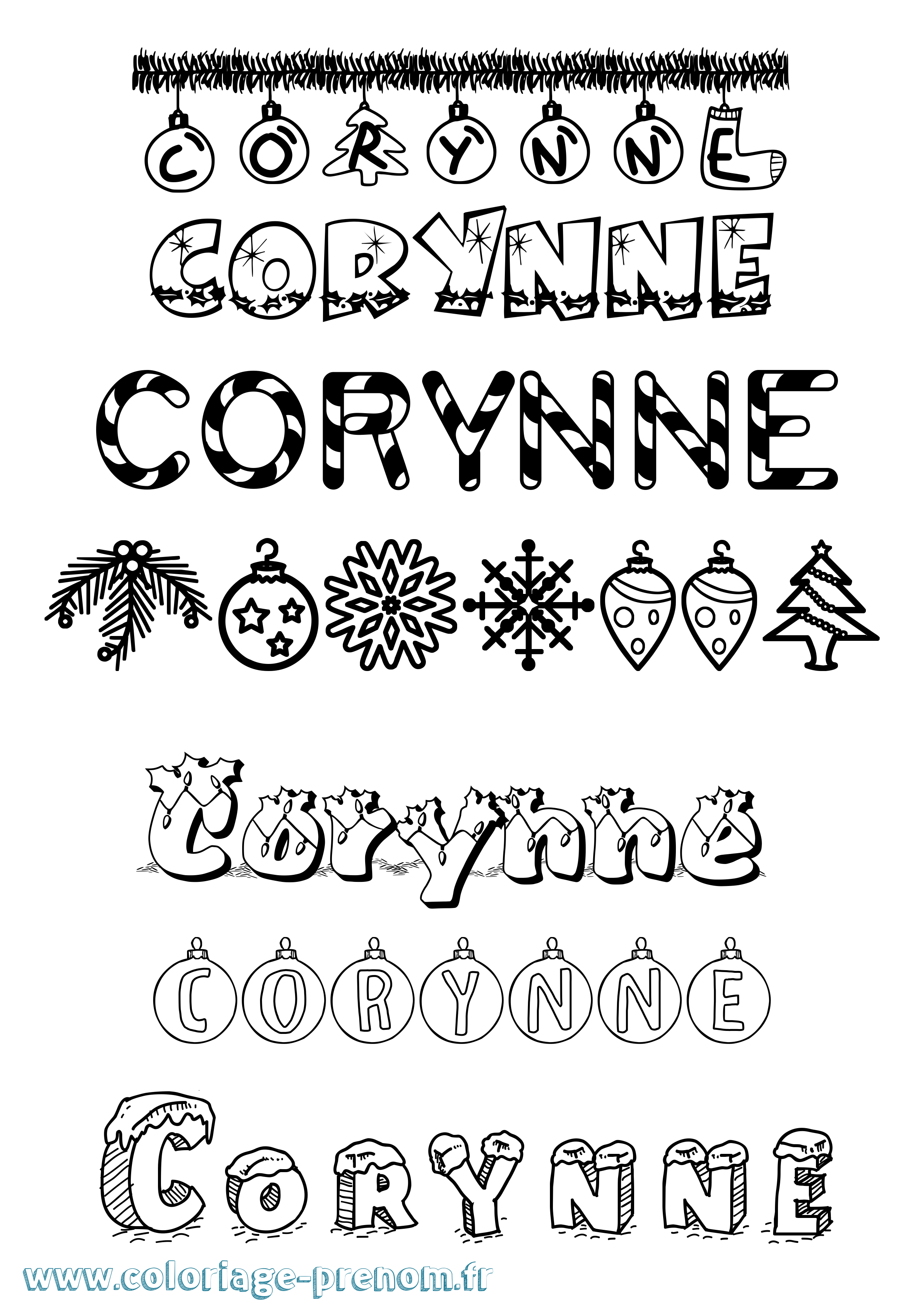 Coloriage Corynne Noël Coloriage prénom Corynne Noël