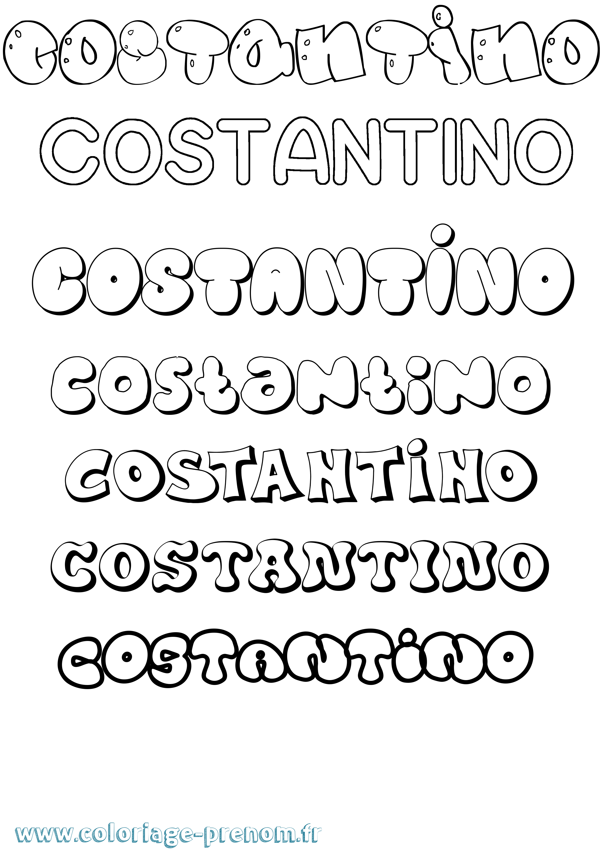 Coloriage Costantino Bubble Coloriage prénom Costantino Bubble