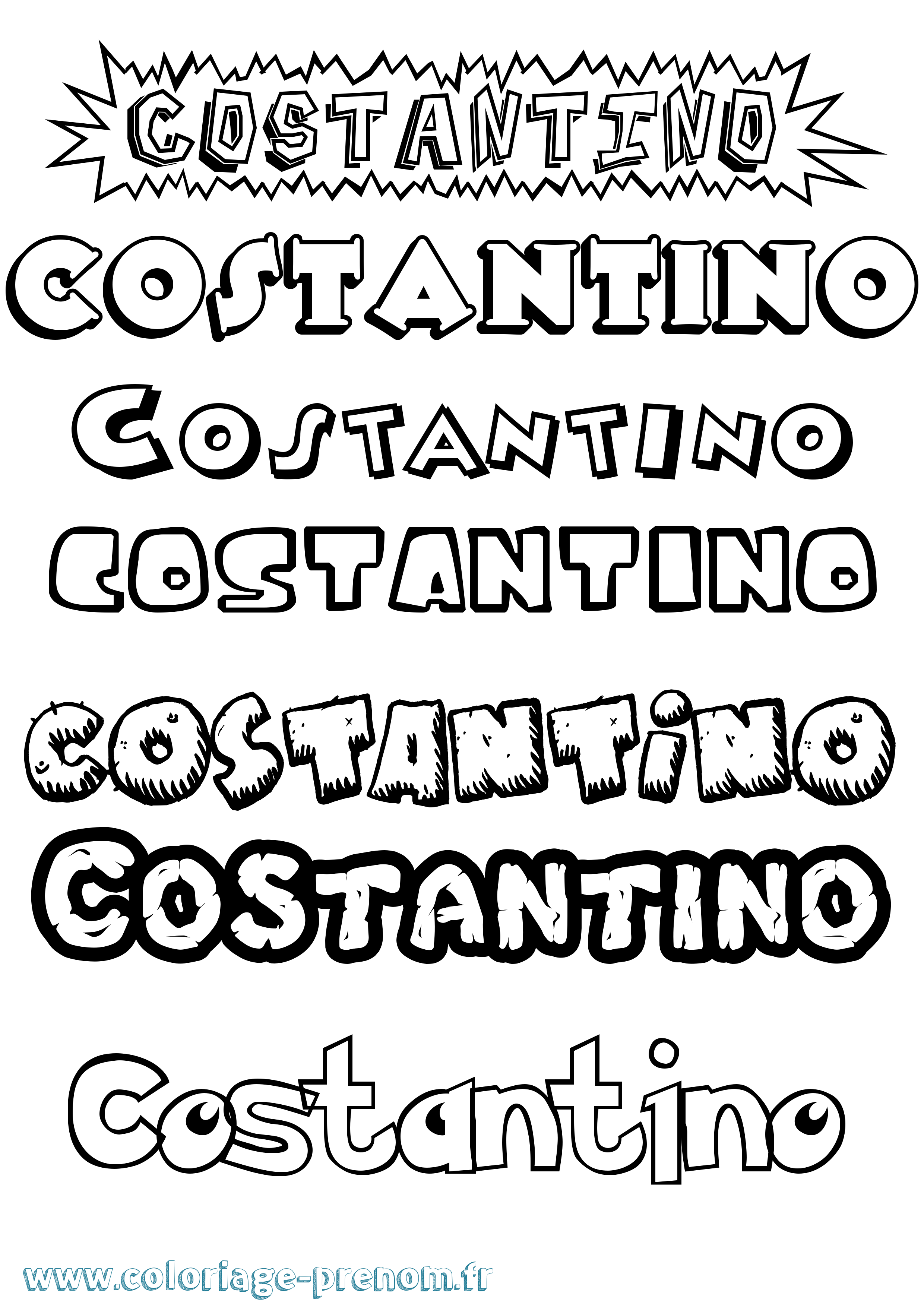 Coloriage Costantino Dessin Animé Coloriage prénom Costantino Dessin Animé