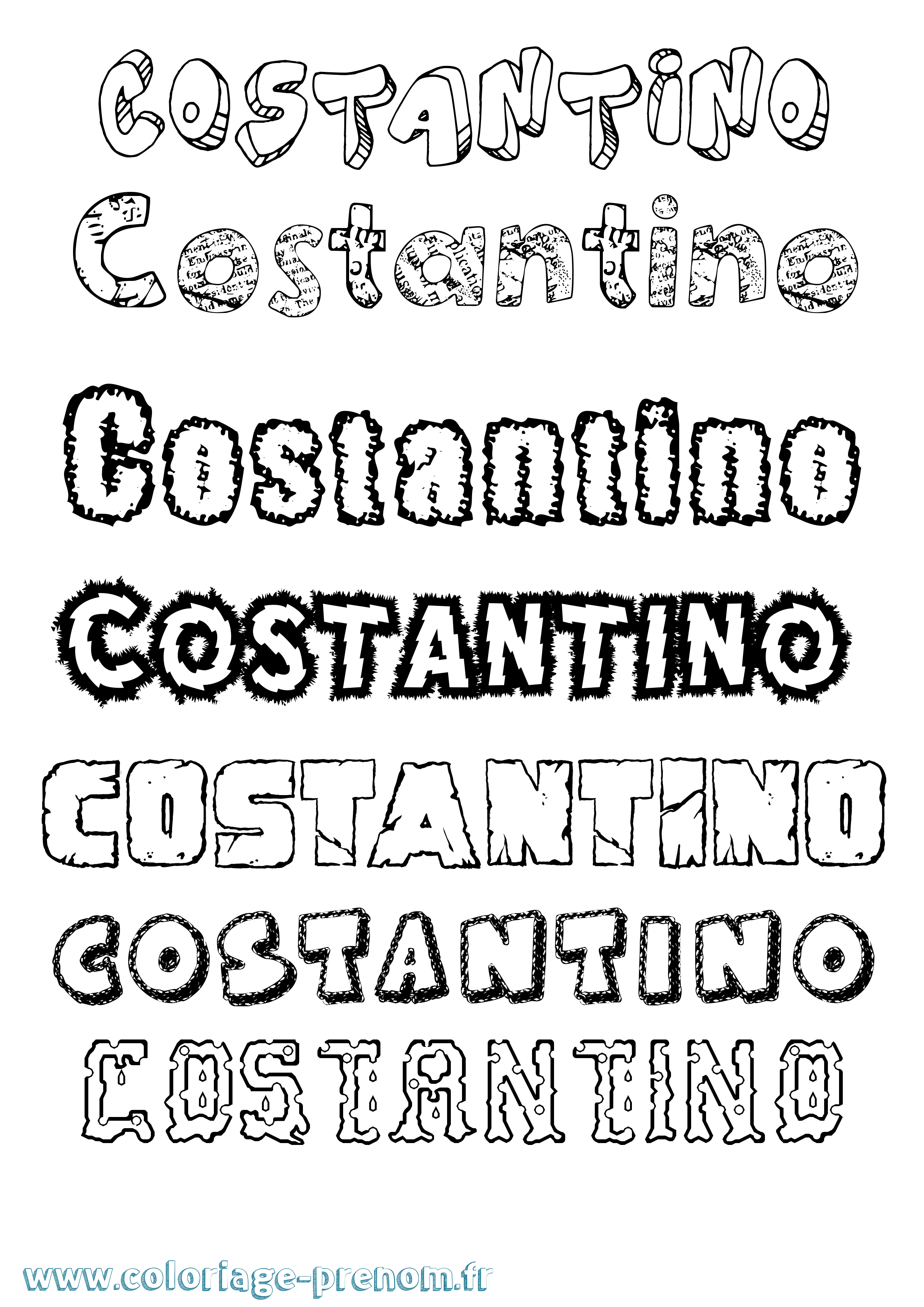 Coloriage Costantino Destructuré Coloriage prénom Costantino Destructuré