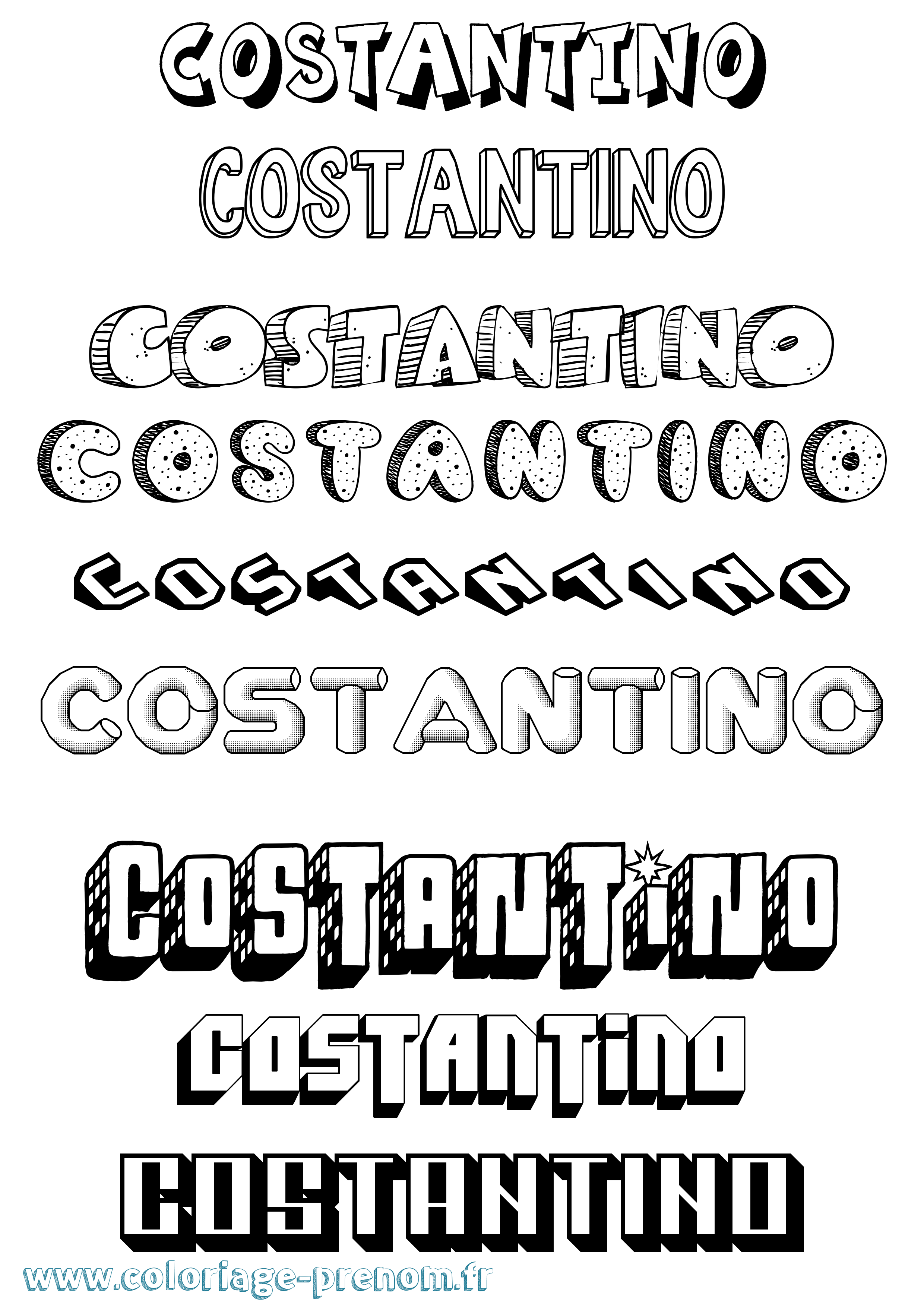 Coloriage Costantino Effet 3D Coloriage prénom Costantino Effet 3D