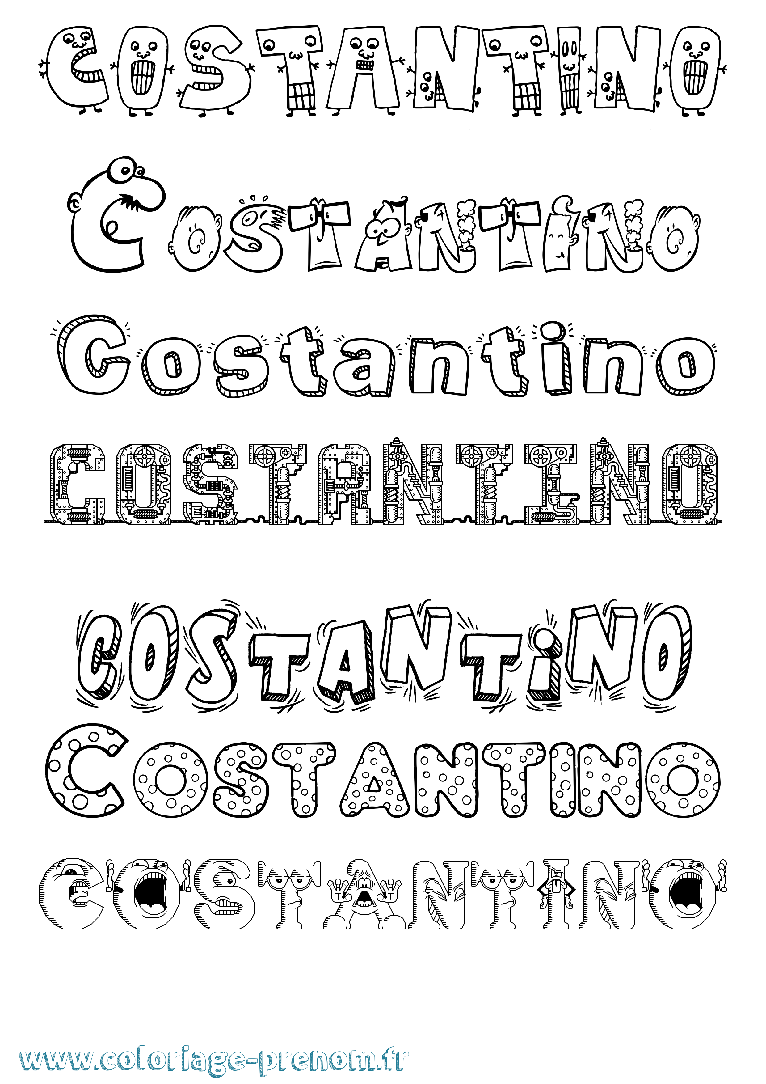 Coloriage Costantino Fun Coloriage prénom Costantino Fun