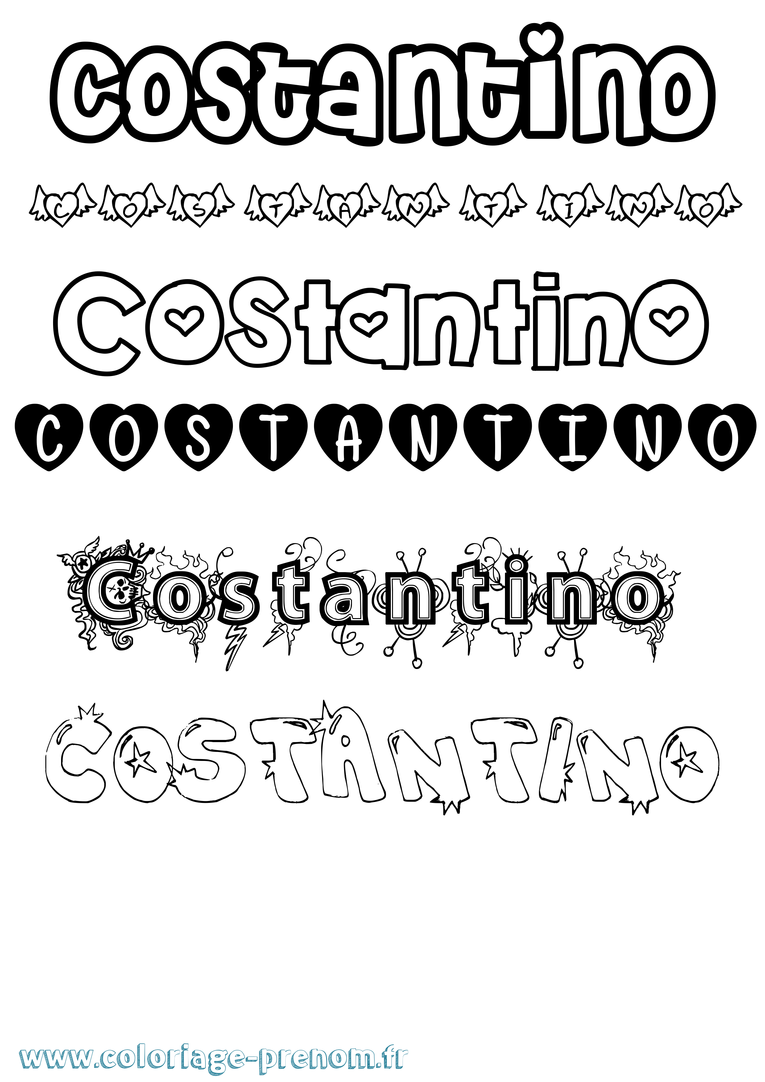 Coloriage Costantino Girly Coloriage prénom Costantino Girly