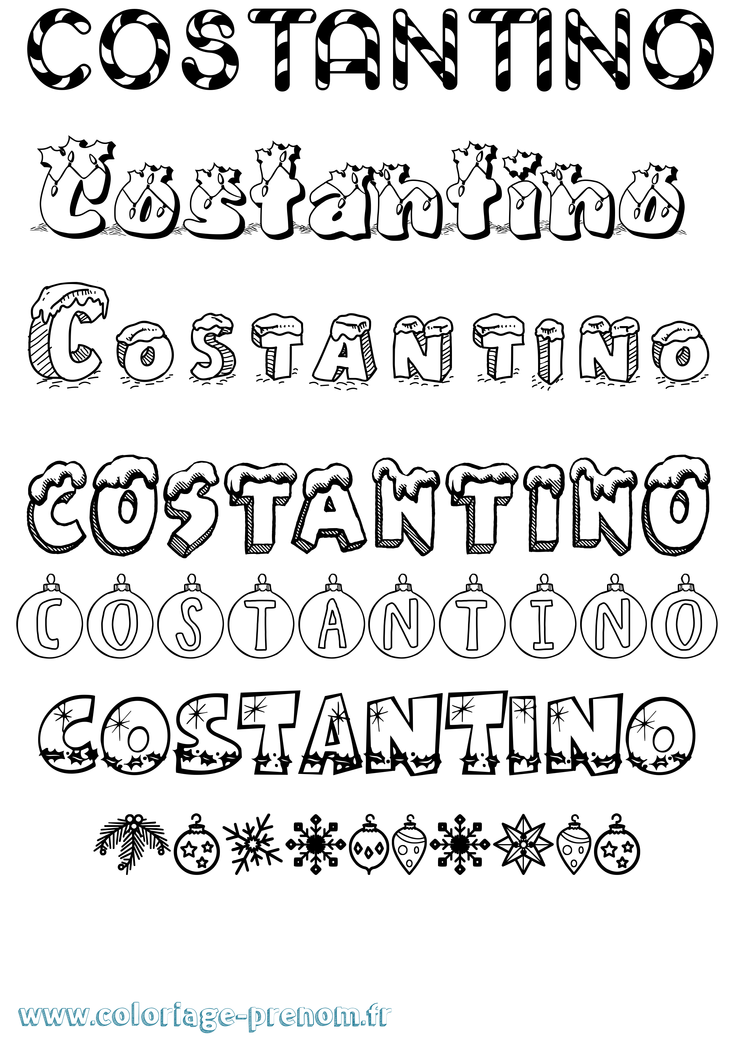 Coloriage Costantino Noël Coloriage prénom Costantino Noël