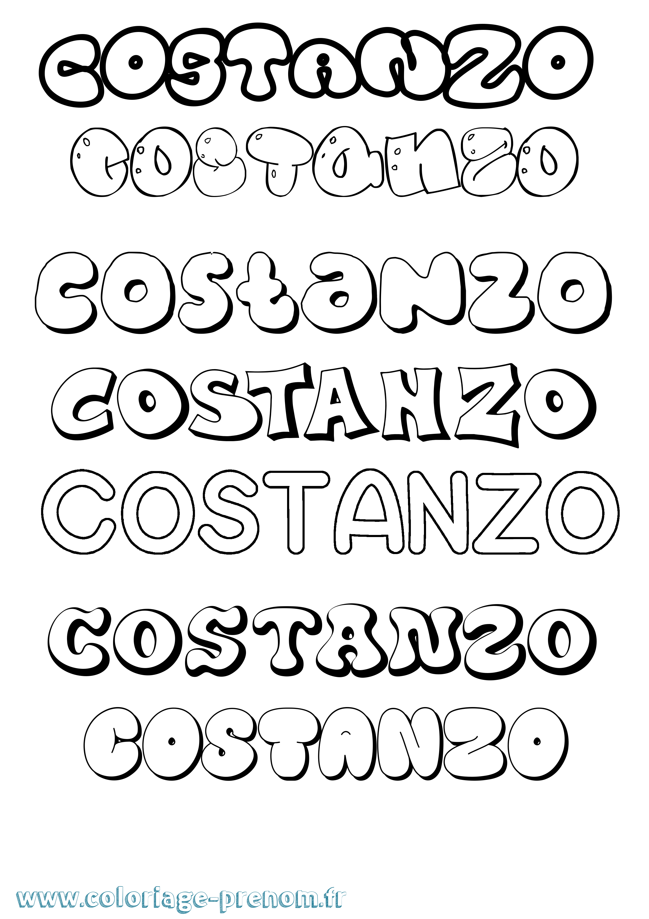 Coloriage Costanzo Bubble Coloriage prénom Costanzo Bubble
