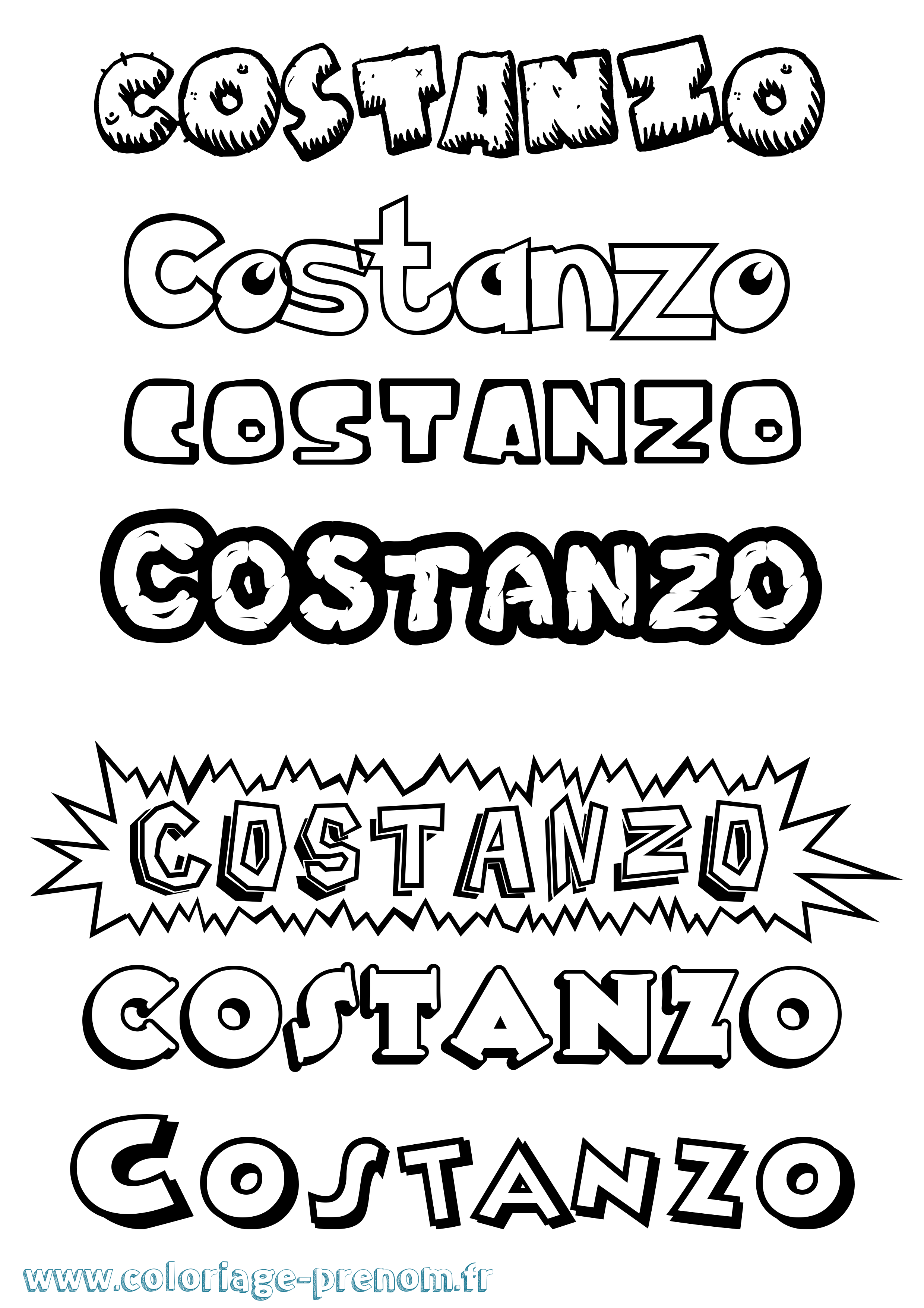 Coloriage Costanzo Dessin Animé Coloriage prénom Costanzo Dessin Animé