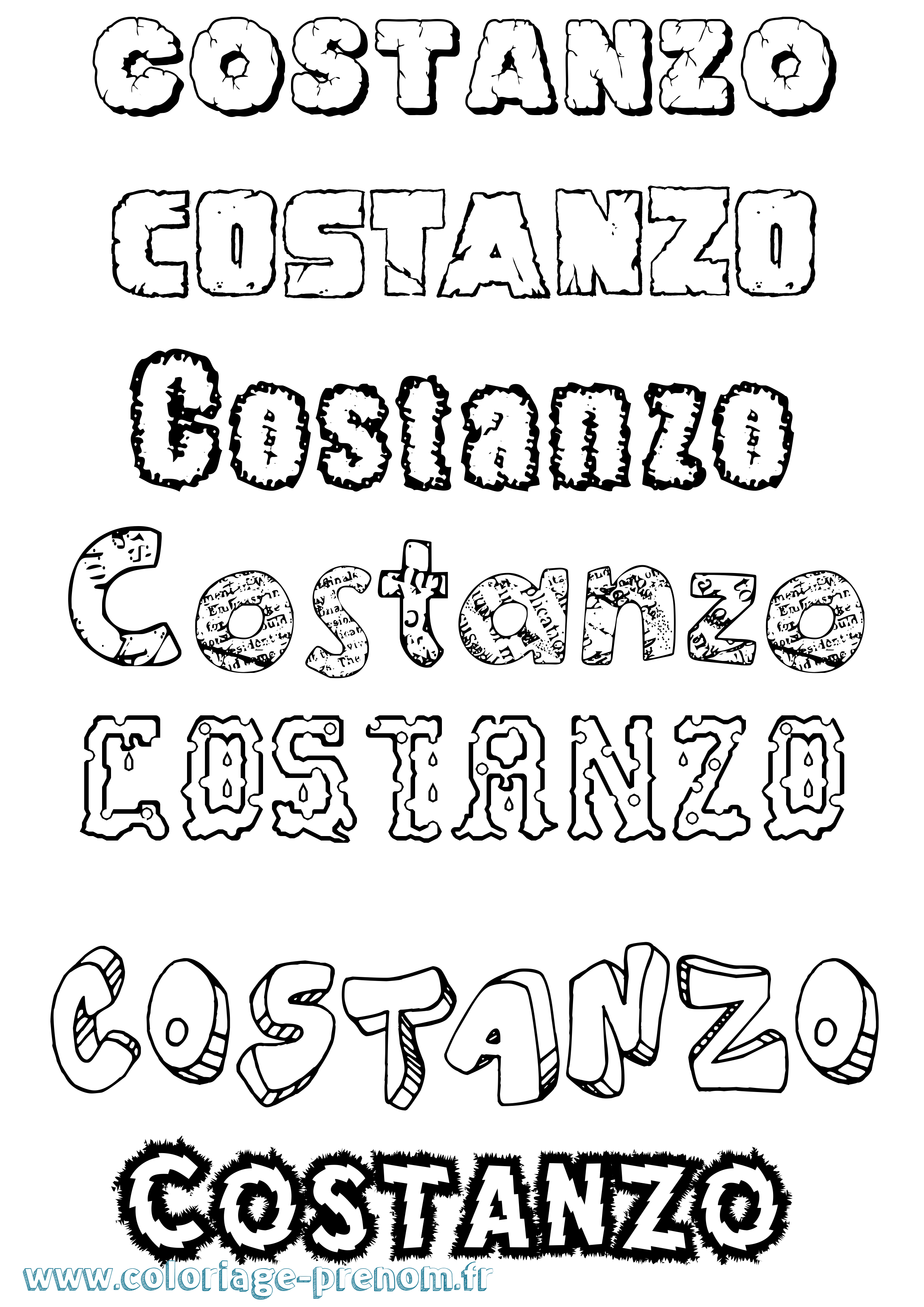 Coloriage Costanzo Destructuré Coloriage prénom Costanzo Destructuré