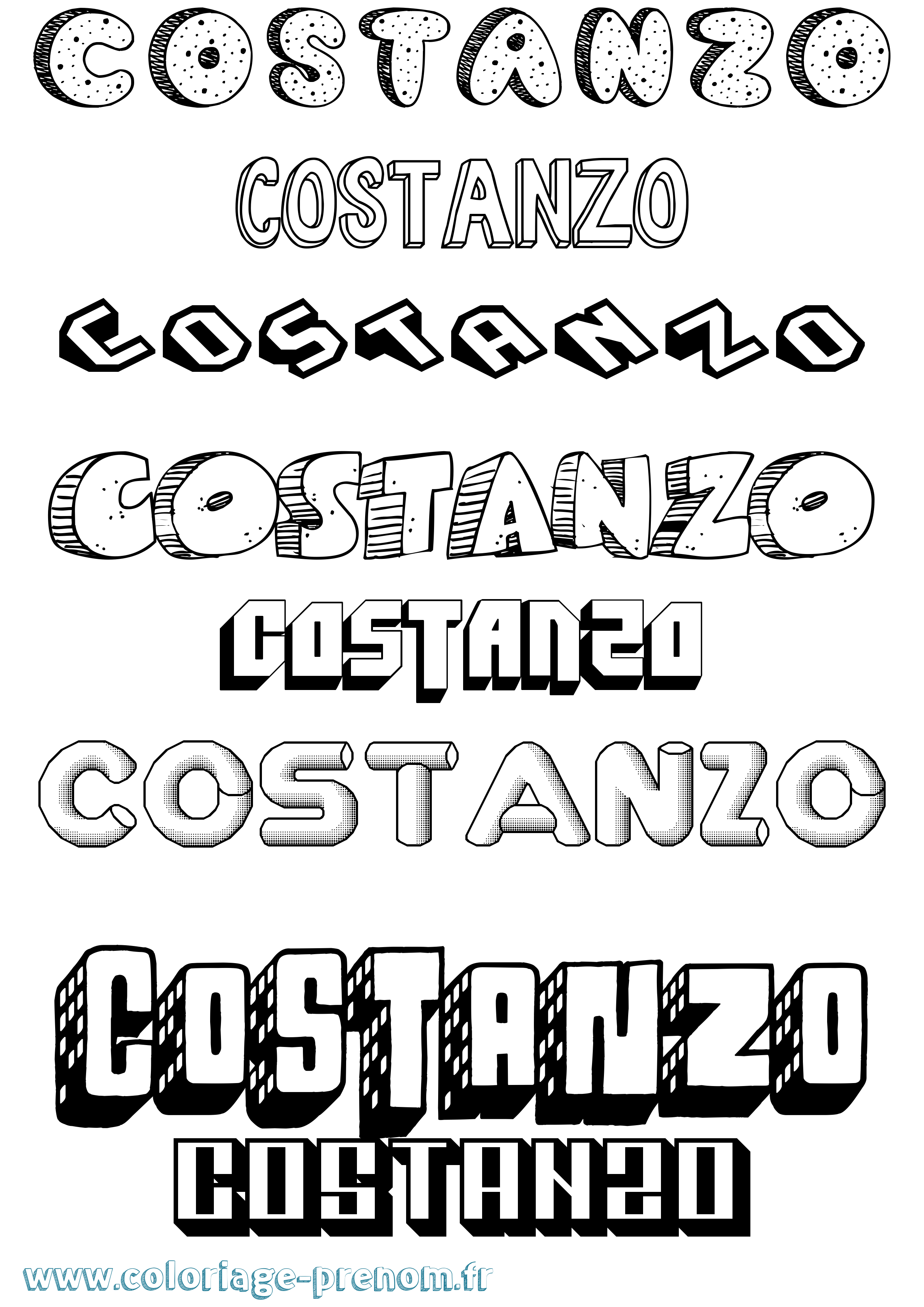 Coloriage Costanzo Effet 3D Coloriage prénom Costanzo Effet 3D