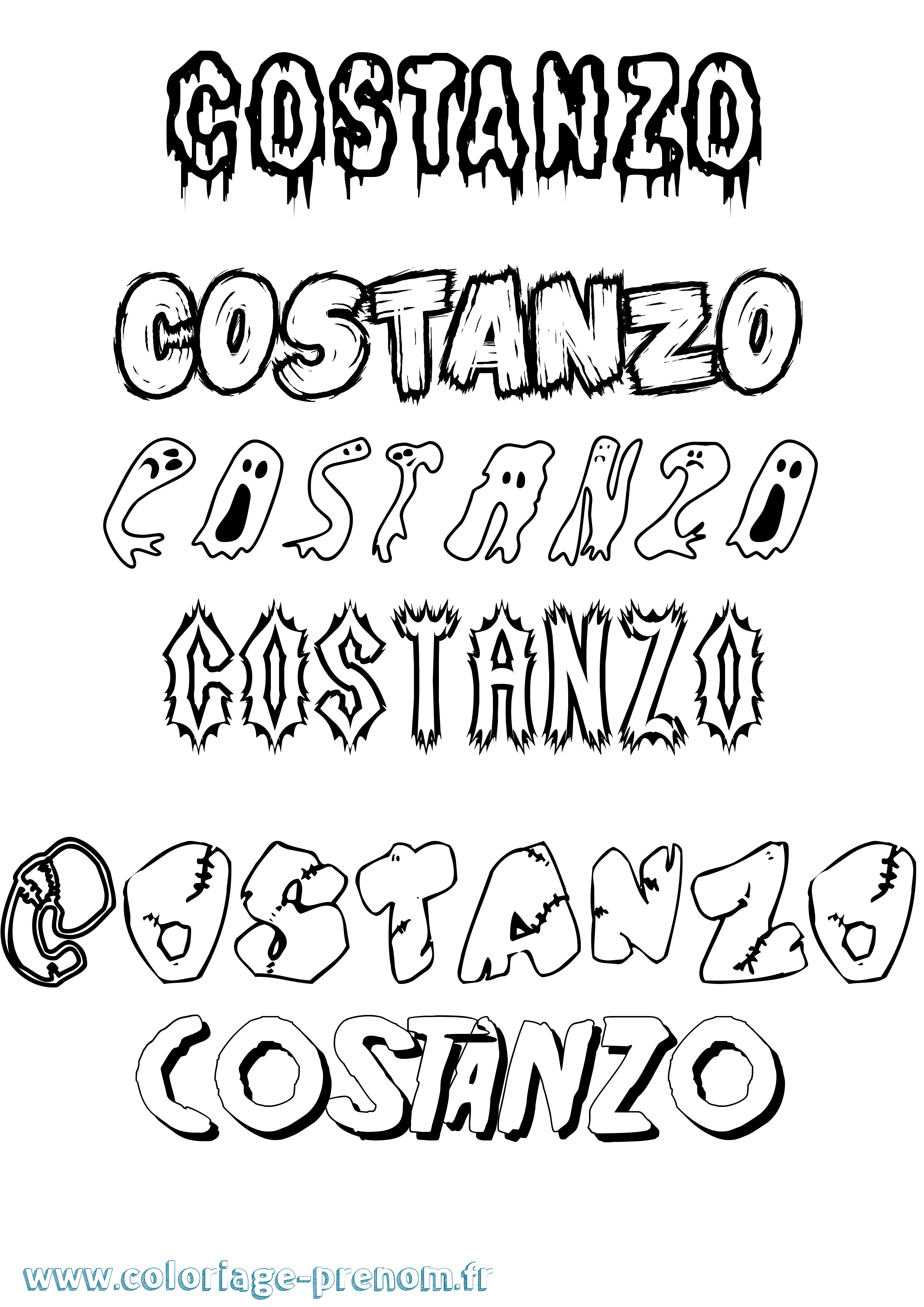 Coloriage Costanzo Frisson Coloriage prénom Costanzo Frisson