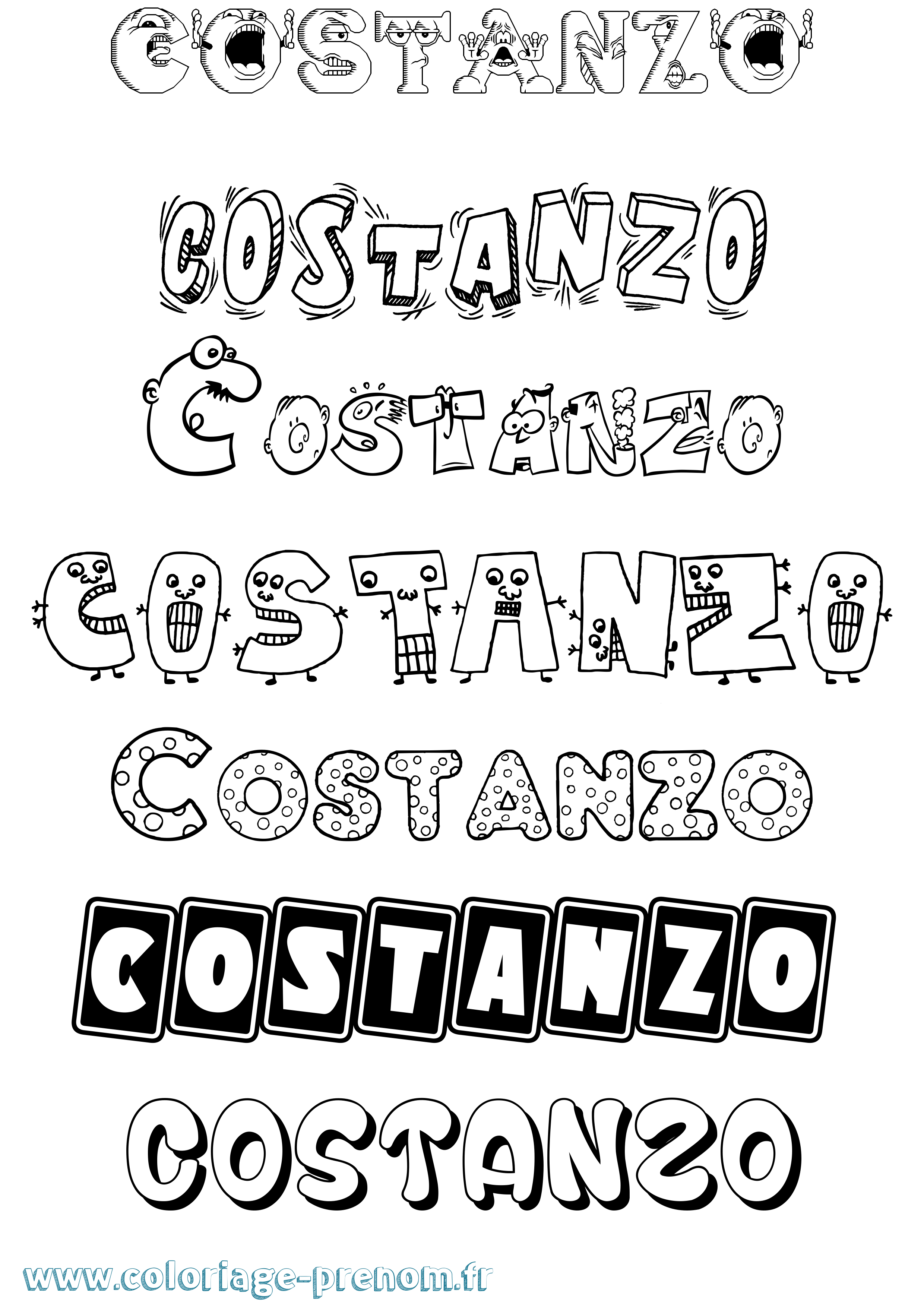 Coloriage Costanzo Fun Coloriage prénom Costanzo Fun