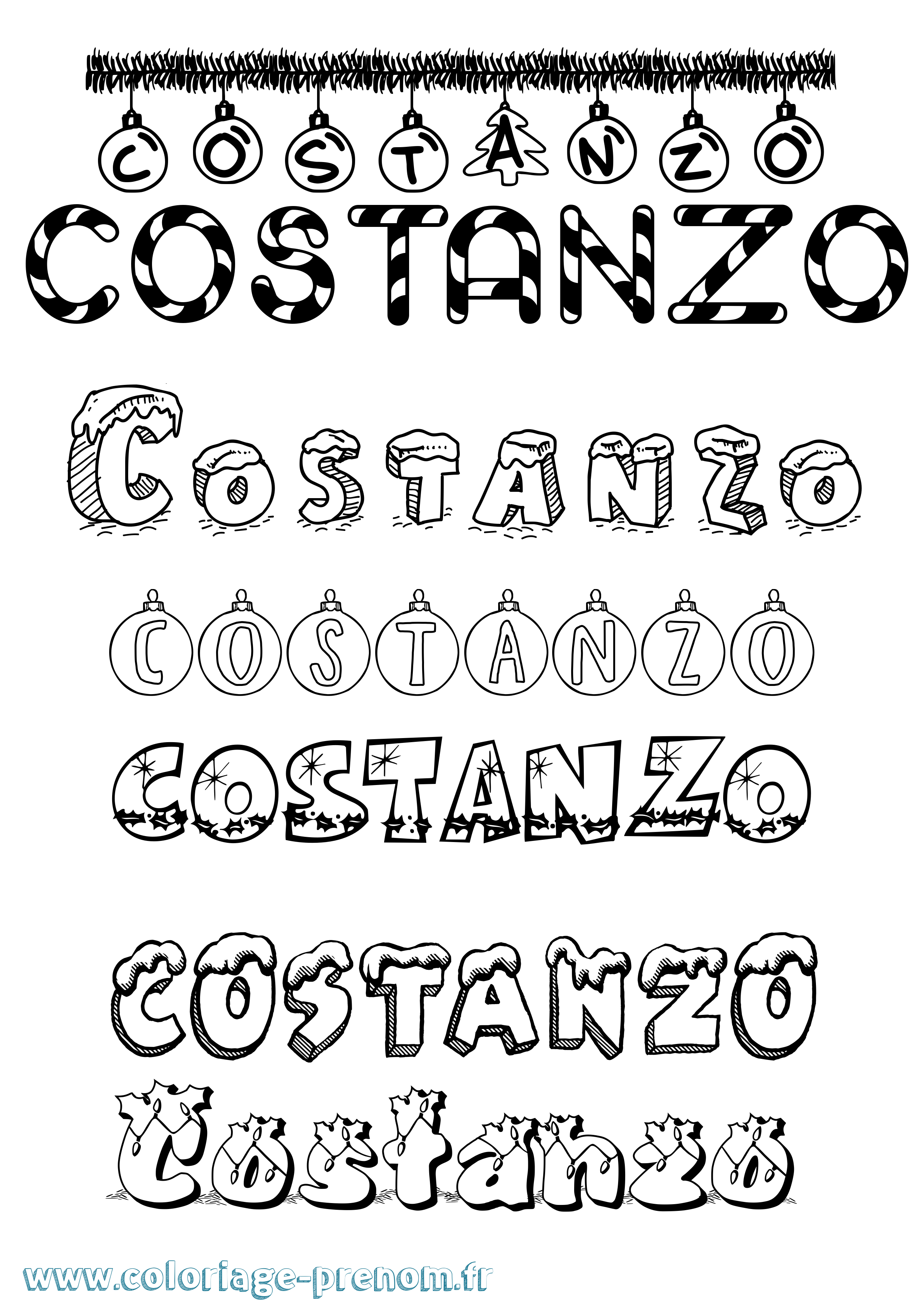 Coloriage Costanzo Noël Coloriage prénom Costanzo Noël