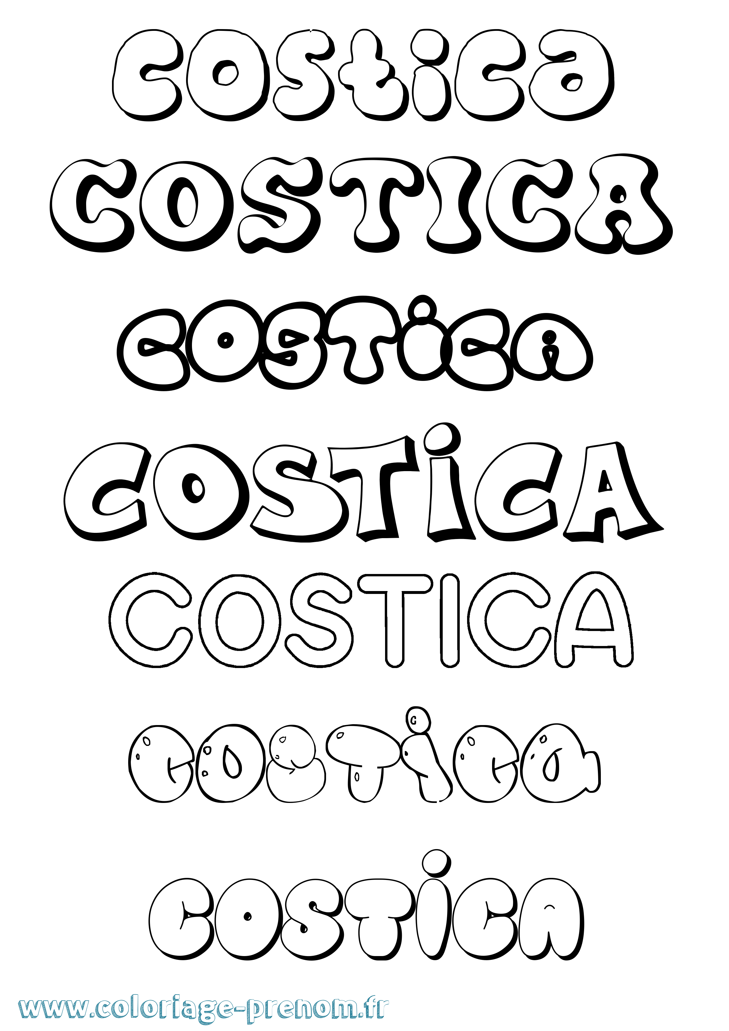 Coloriage Costica Bubble Coloriage prénom Costica Bubble