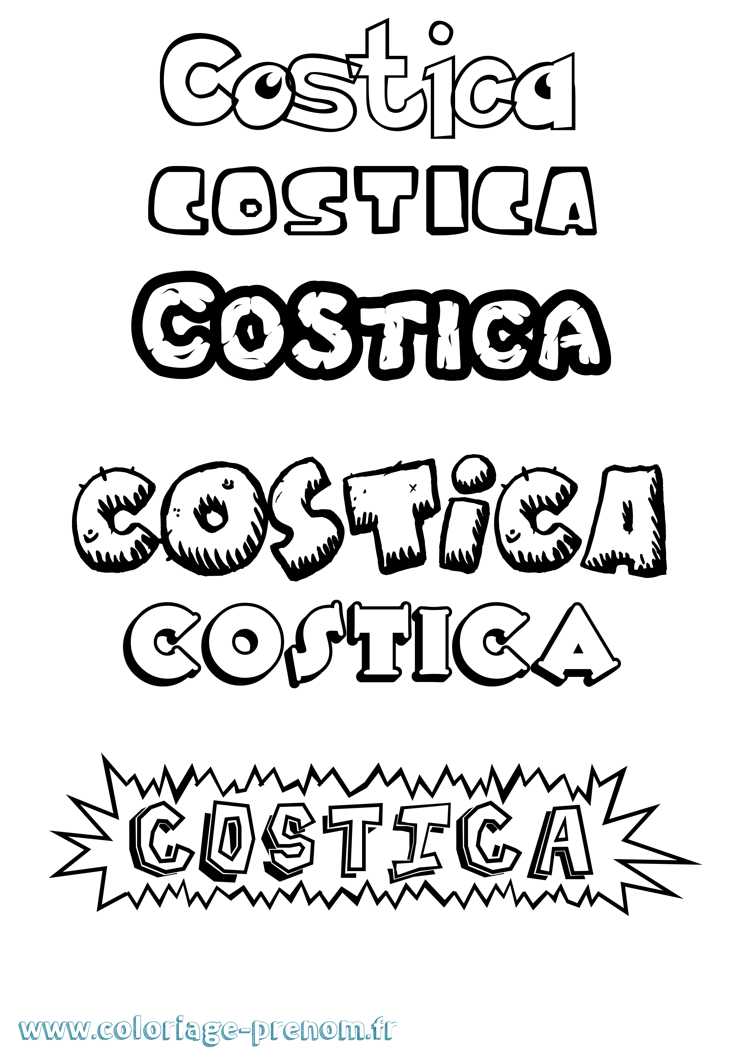 Coloriage Costica Dessin Animé Coloriage prénom Costica Dessin Animé