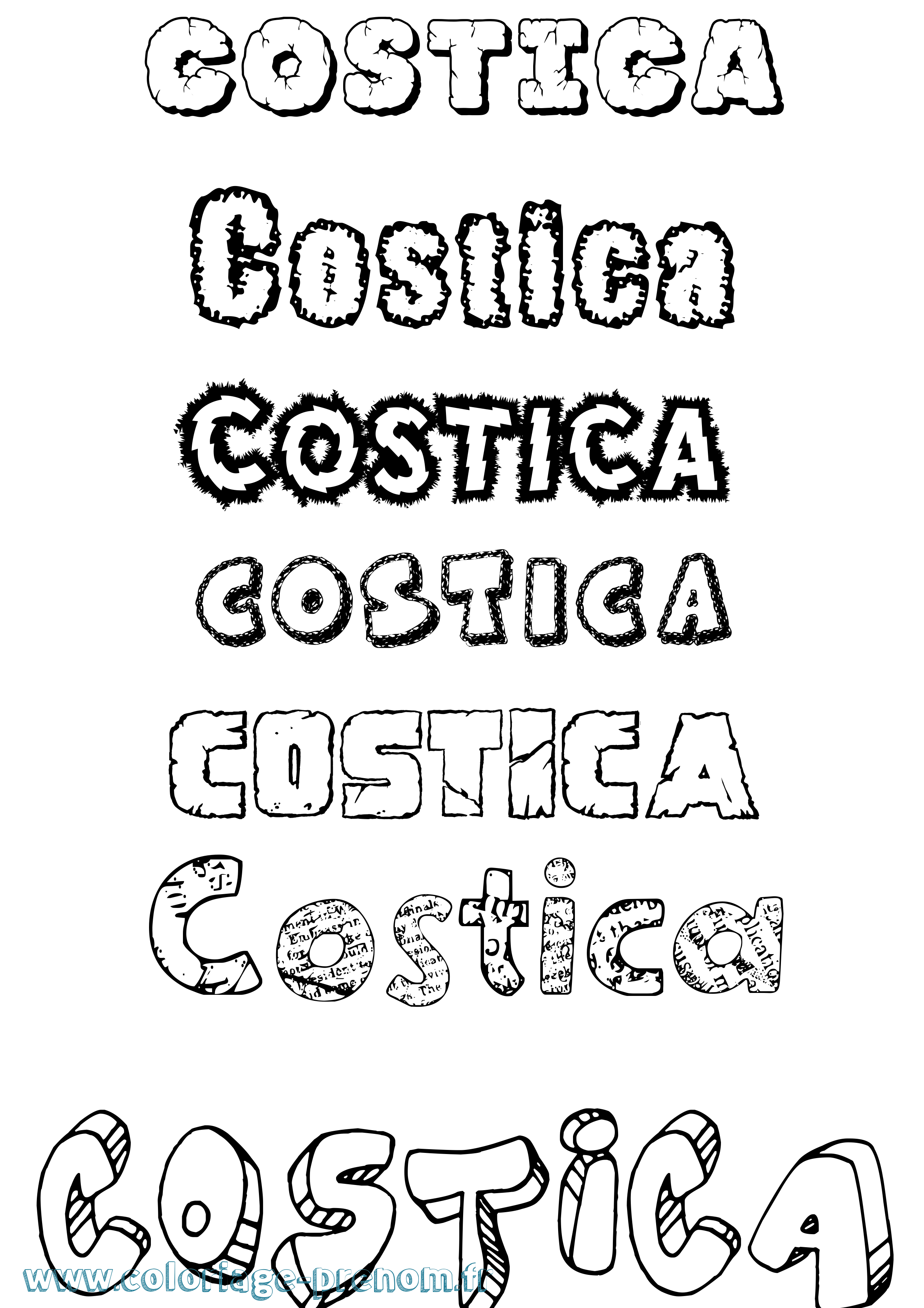 Coloriage Costica Destructuré Coloriage prénom Costica Destructuré