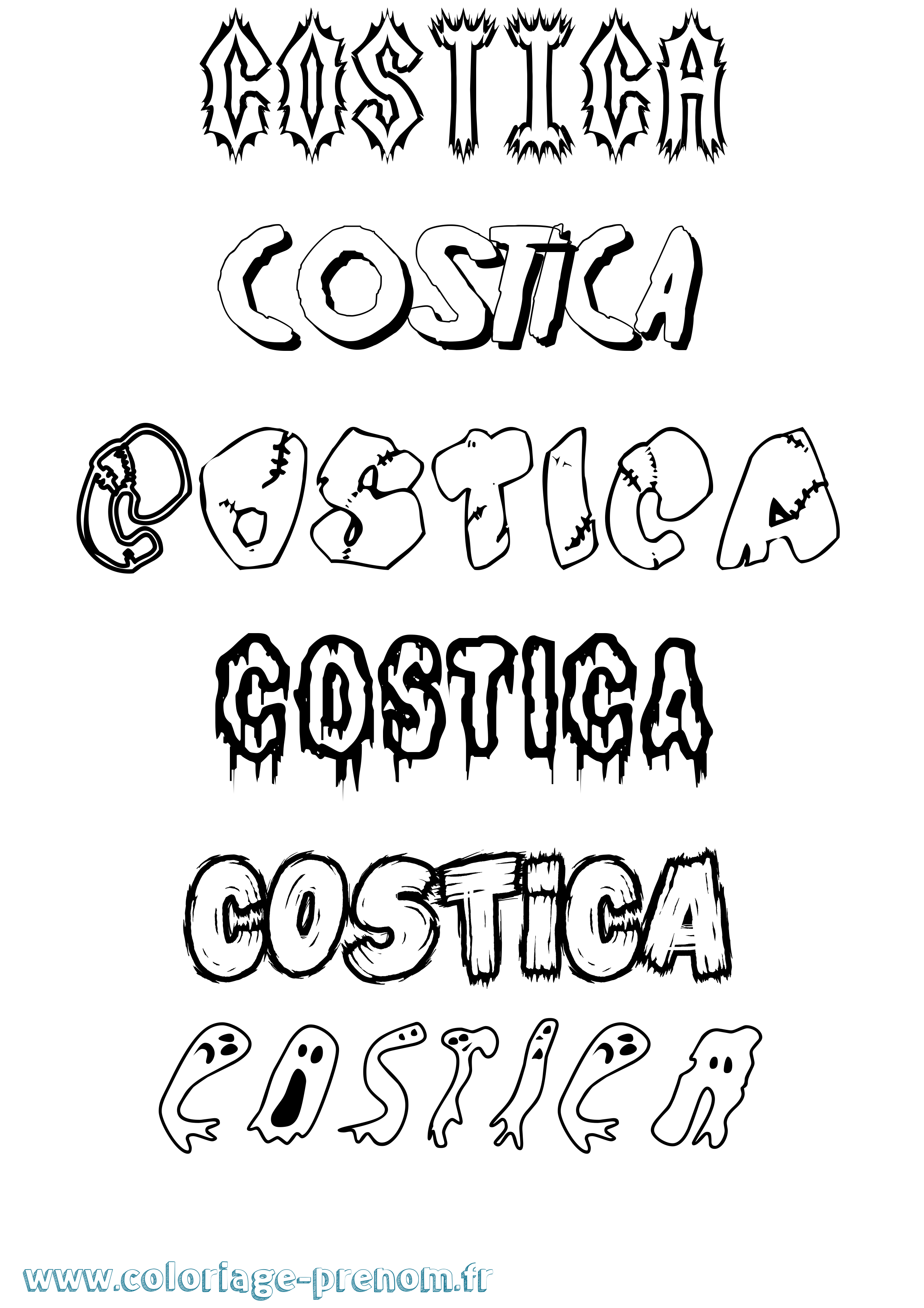 Coloriage Costica Frisson Coloriage prénom Costica Frisson