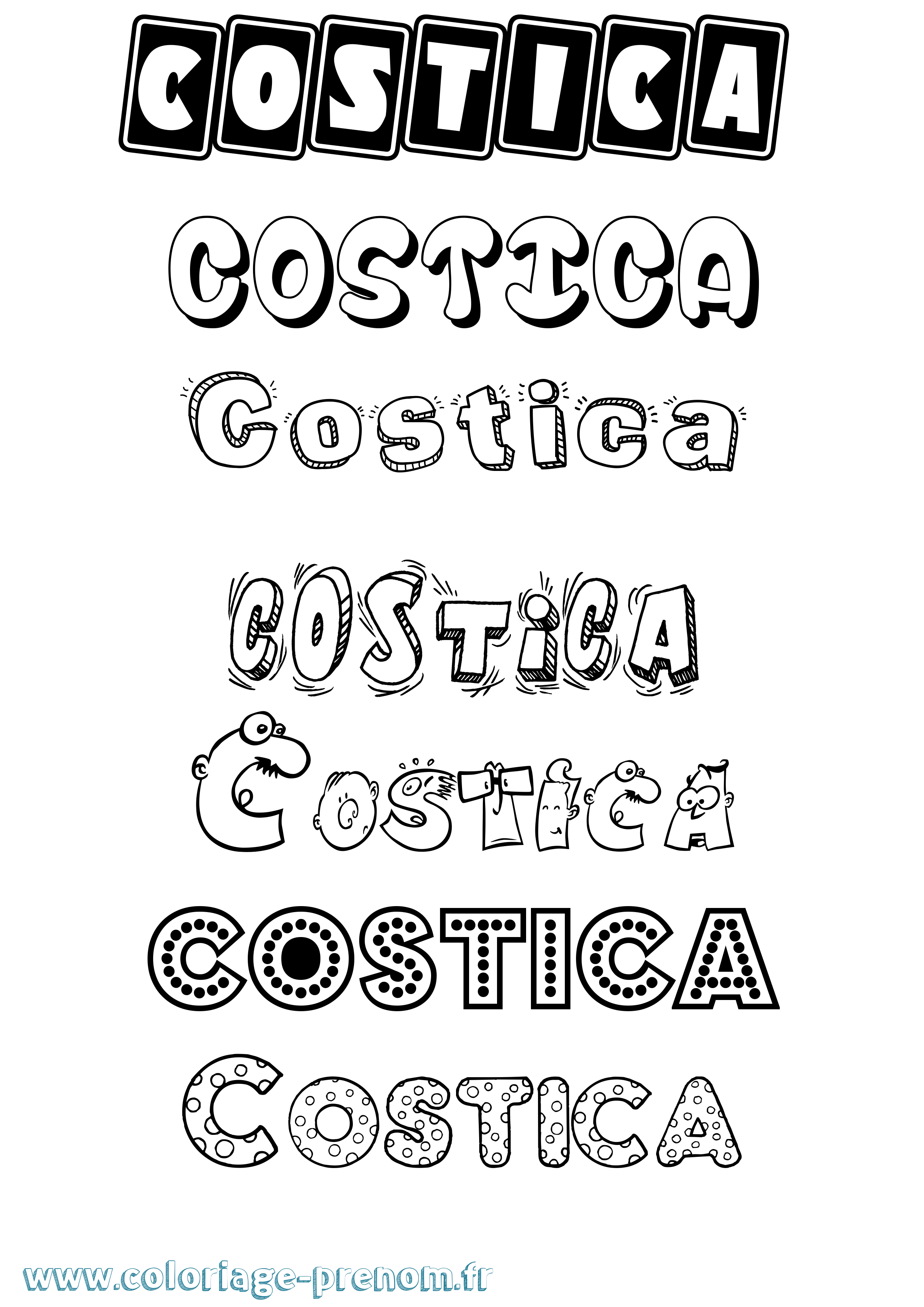 Coloriage Costica Fun Coloriage prénom Costica Fun