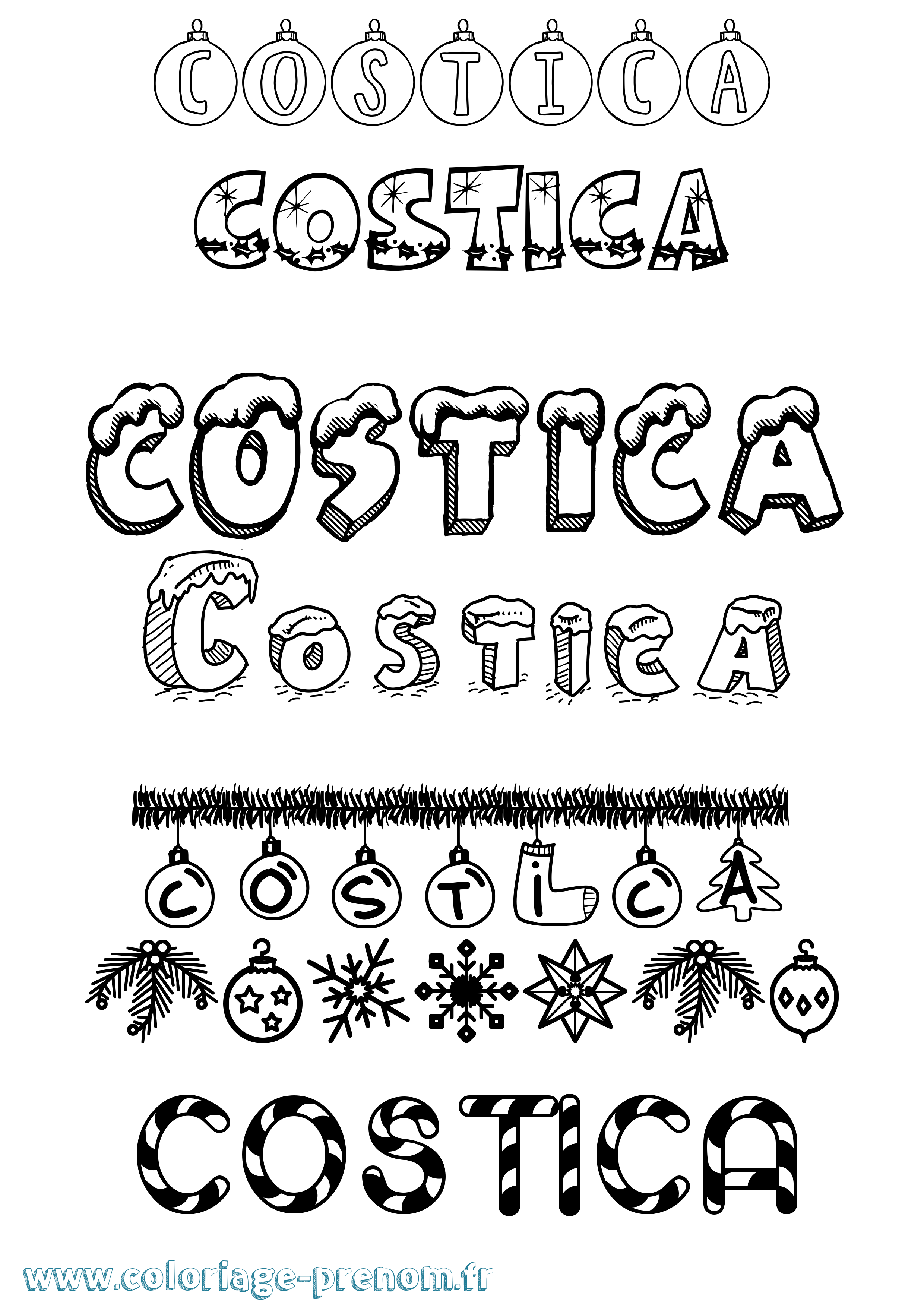 Coloriage Costica Noël Coloriage prénom Costica Noël