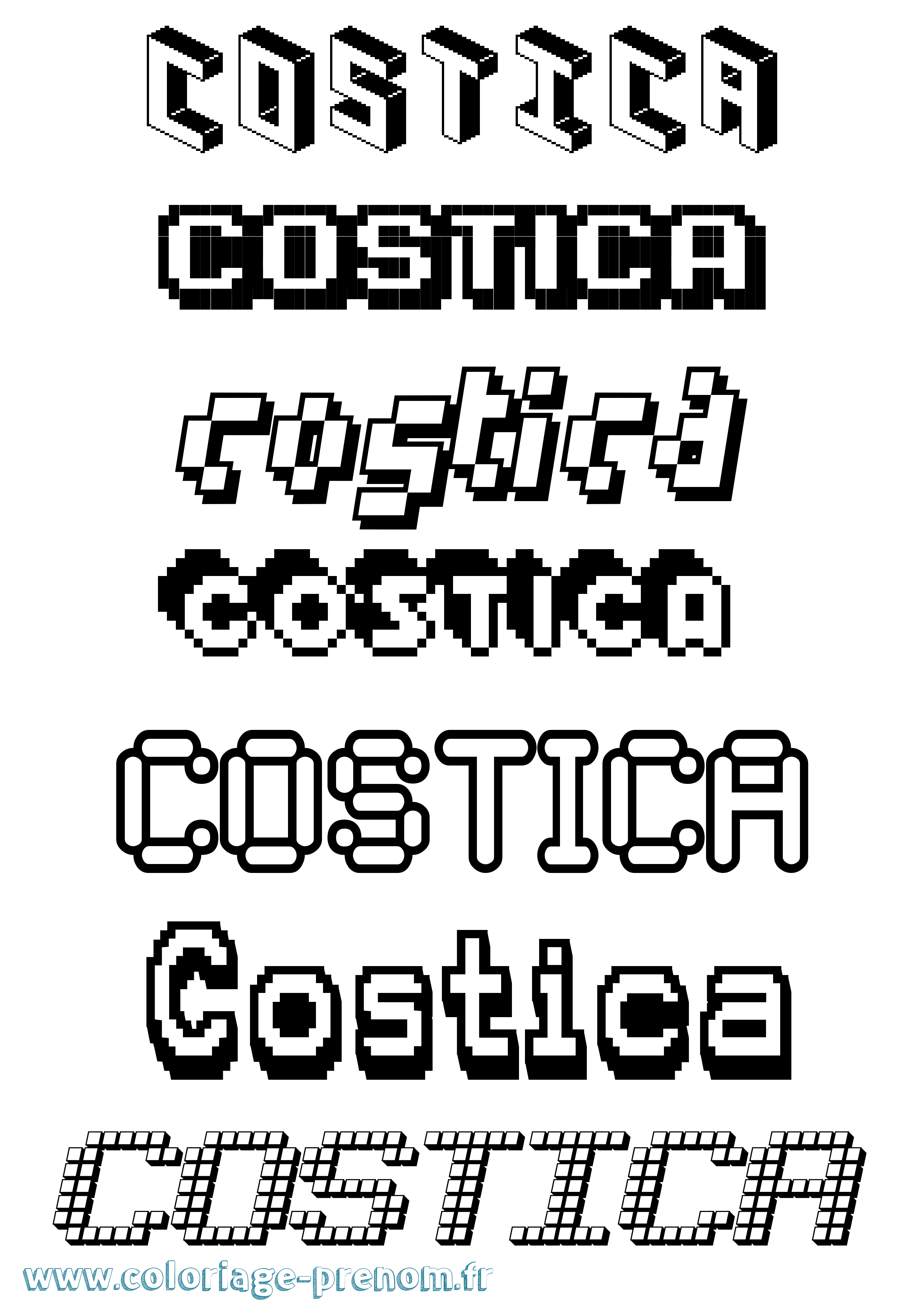 Coloriage Costica Pixel Coloriage prénom Costica Pixel
