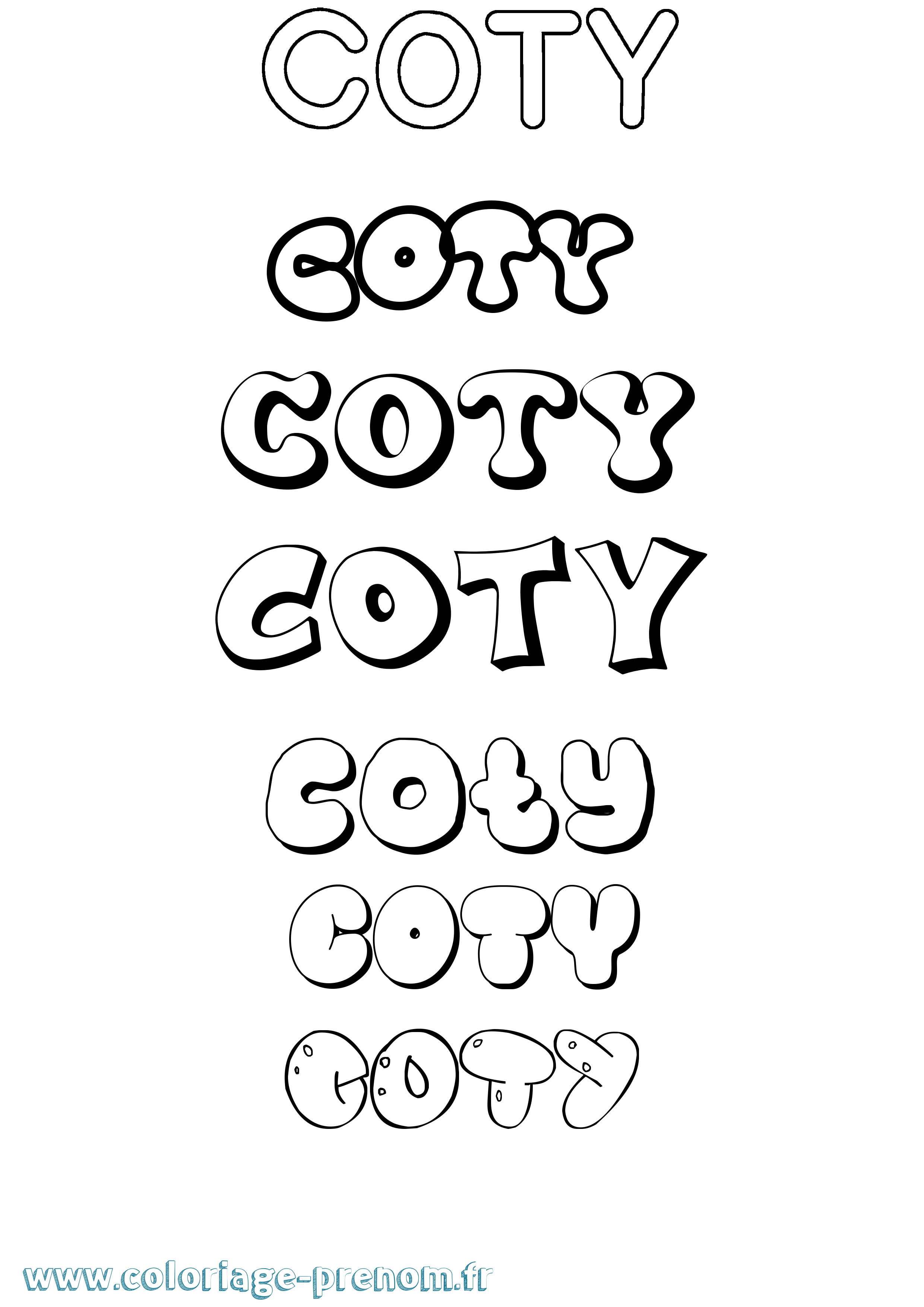 Coloriage Coty Bubble Coloriage prénom Coty Bubble