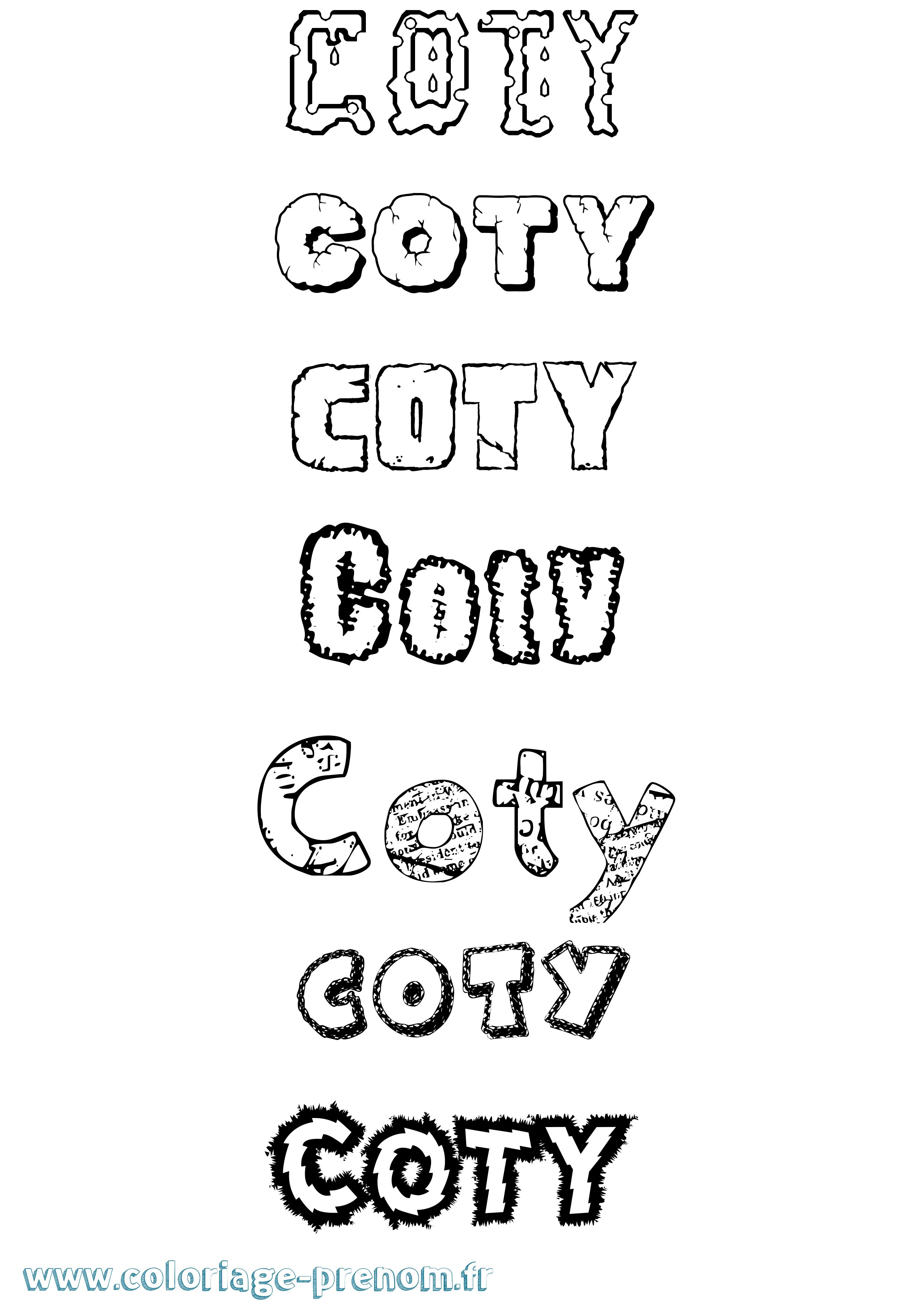 Coloriage Coty Destructuré Coloriage prénom Coty Destructuré