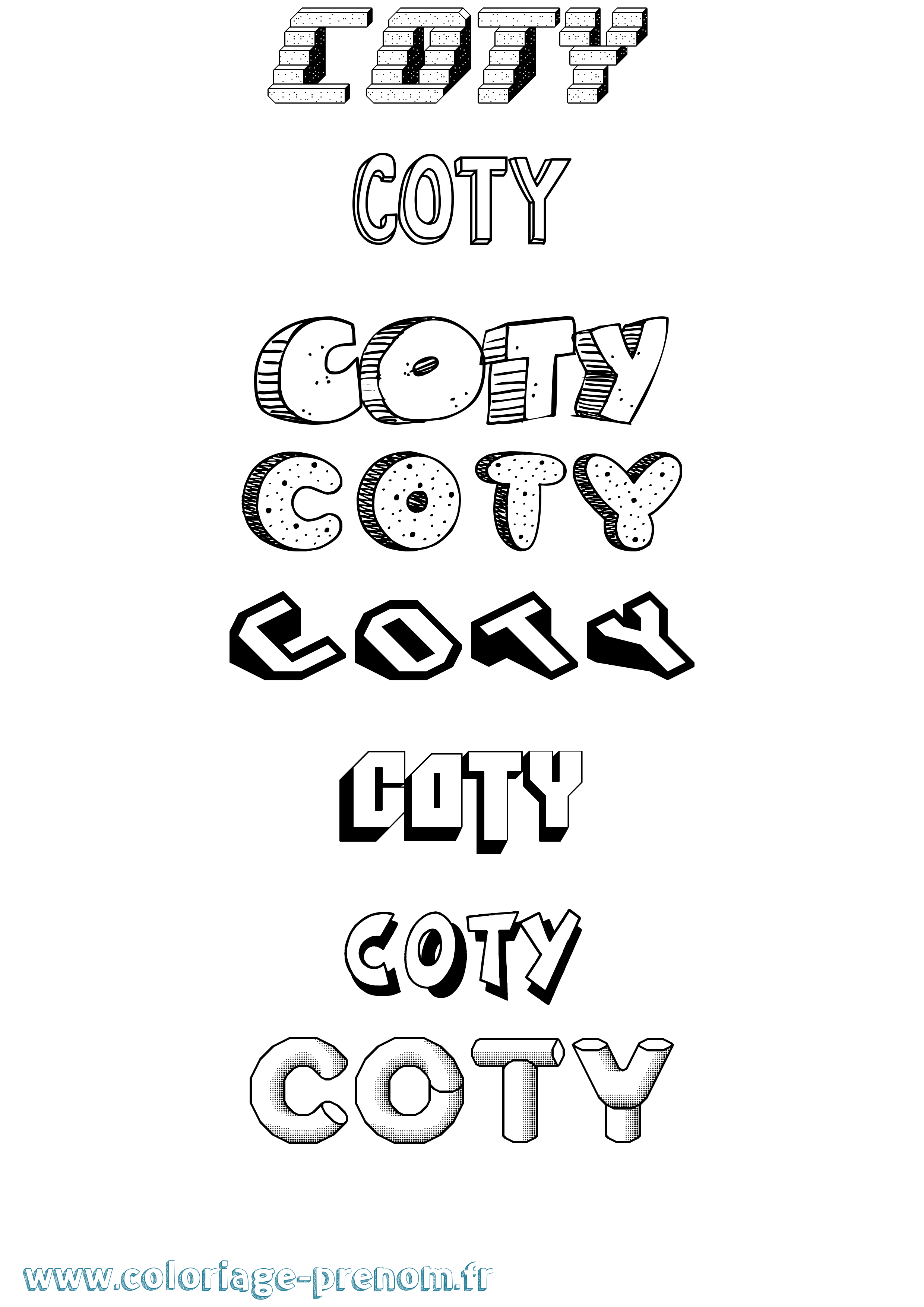 Coloriage Coty Effet 3D Coloriage prénom Coty Effet 3D