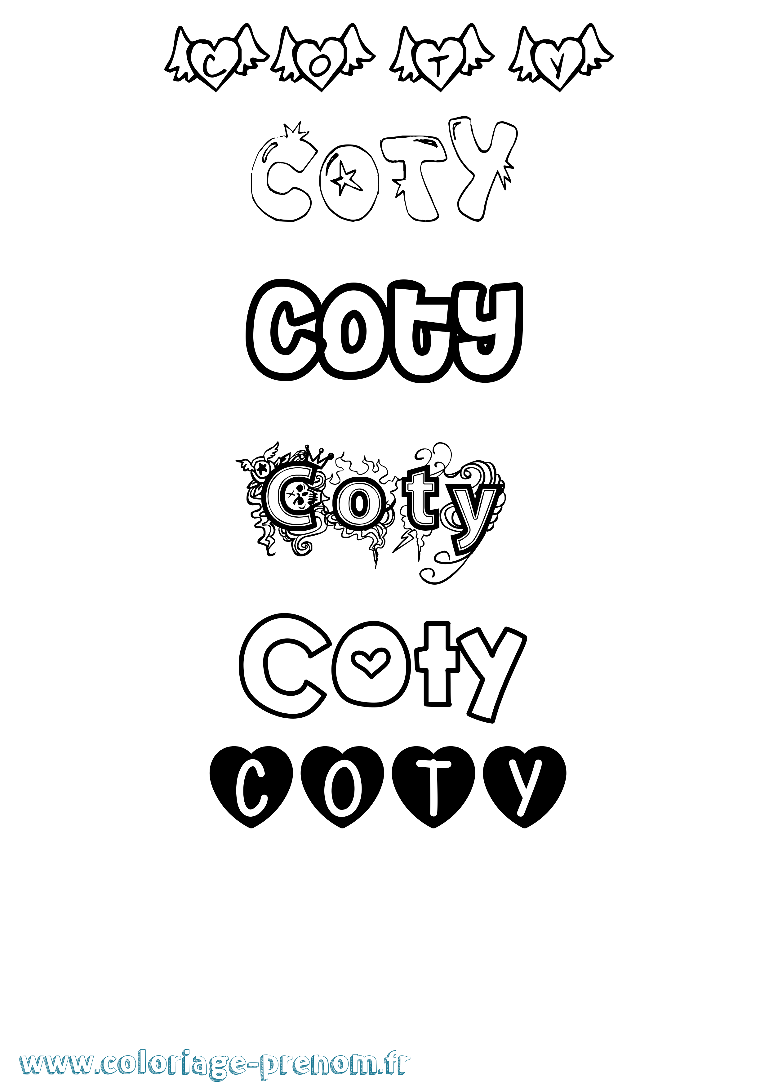 Coloriage Coty Girly Coloriage prénom Coty Girly