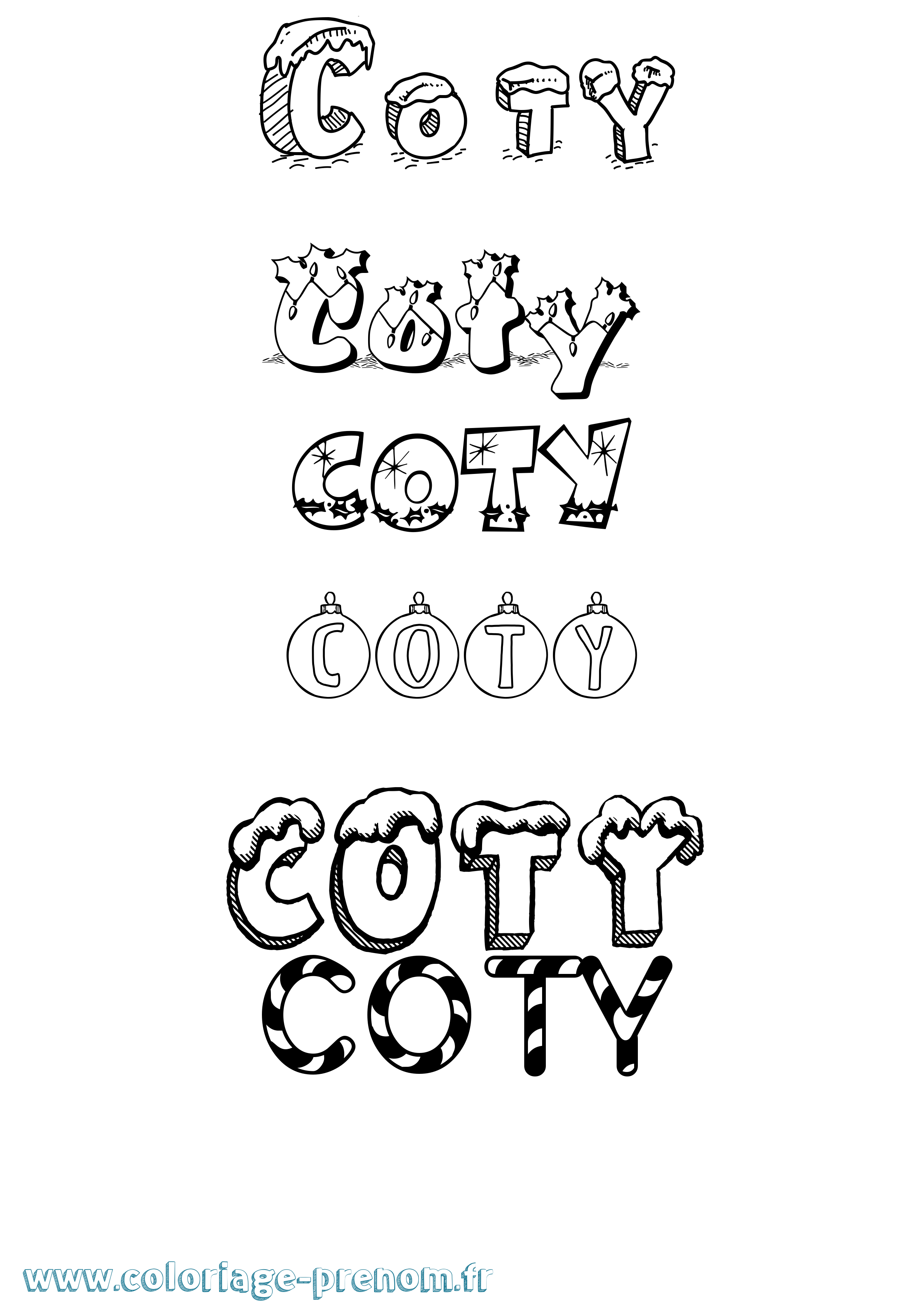 Coloriage Coty Noël Coloriage prénom Coty Noël
