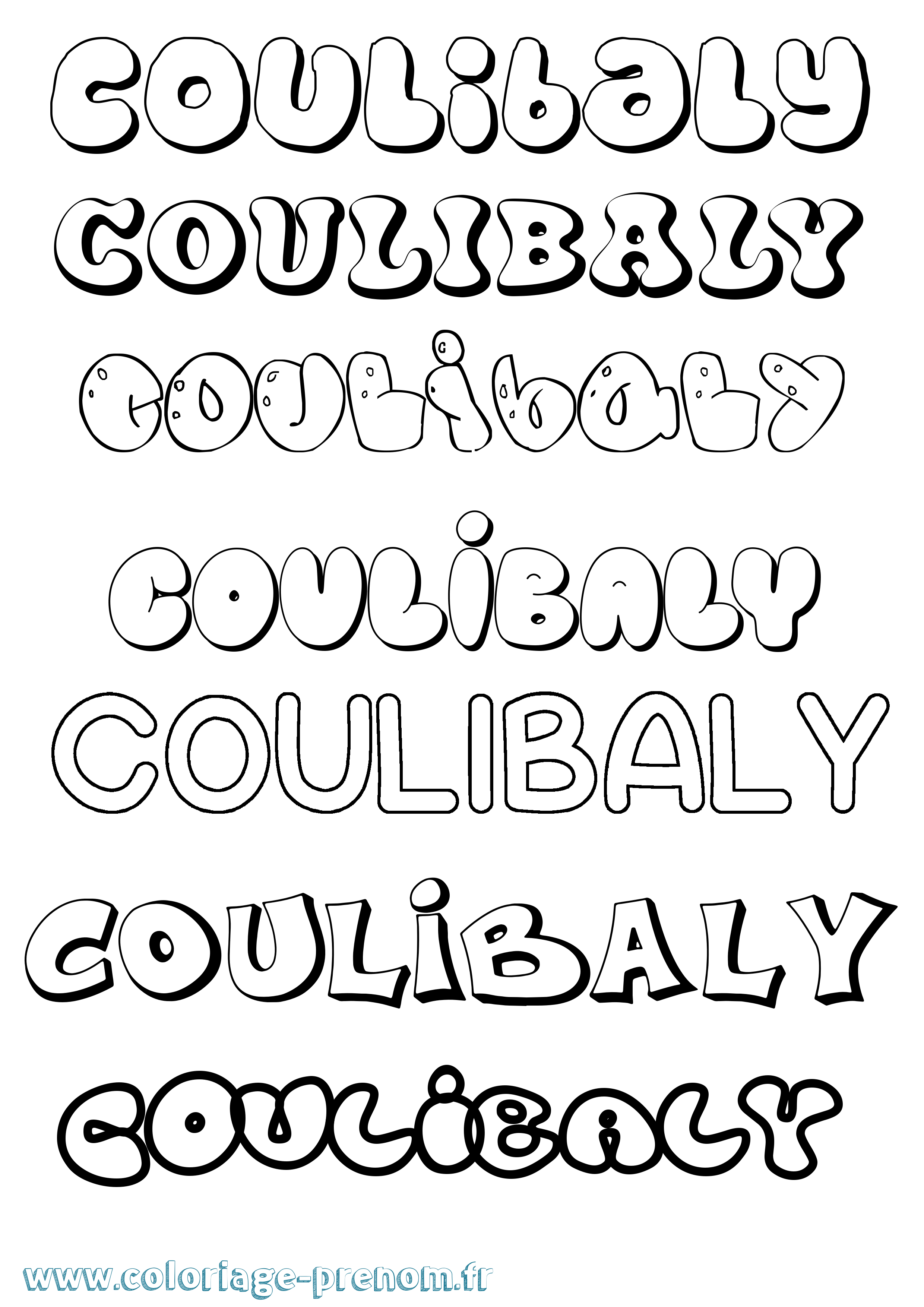 Coloriage Coulibaly Bubble Coloriage prénom Coulibaly Bubble