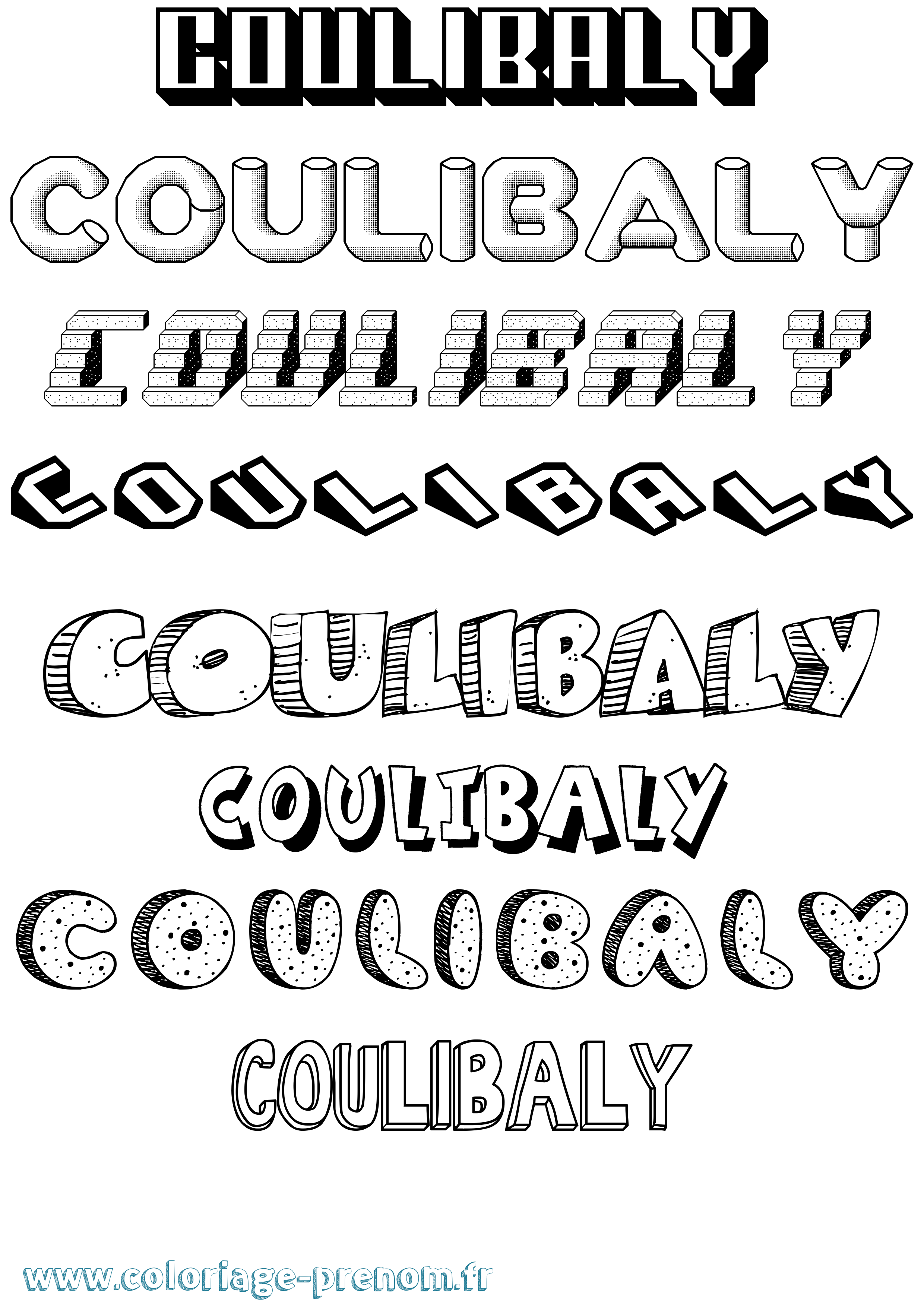 Coloriage Coulibaly Effet 3D Coloriage prénom Coulibaly Effet 3D