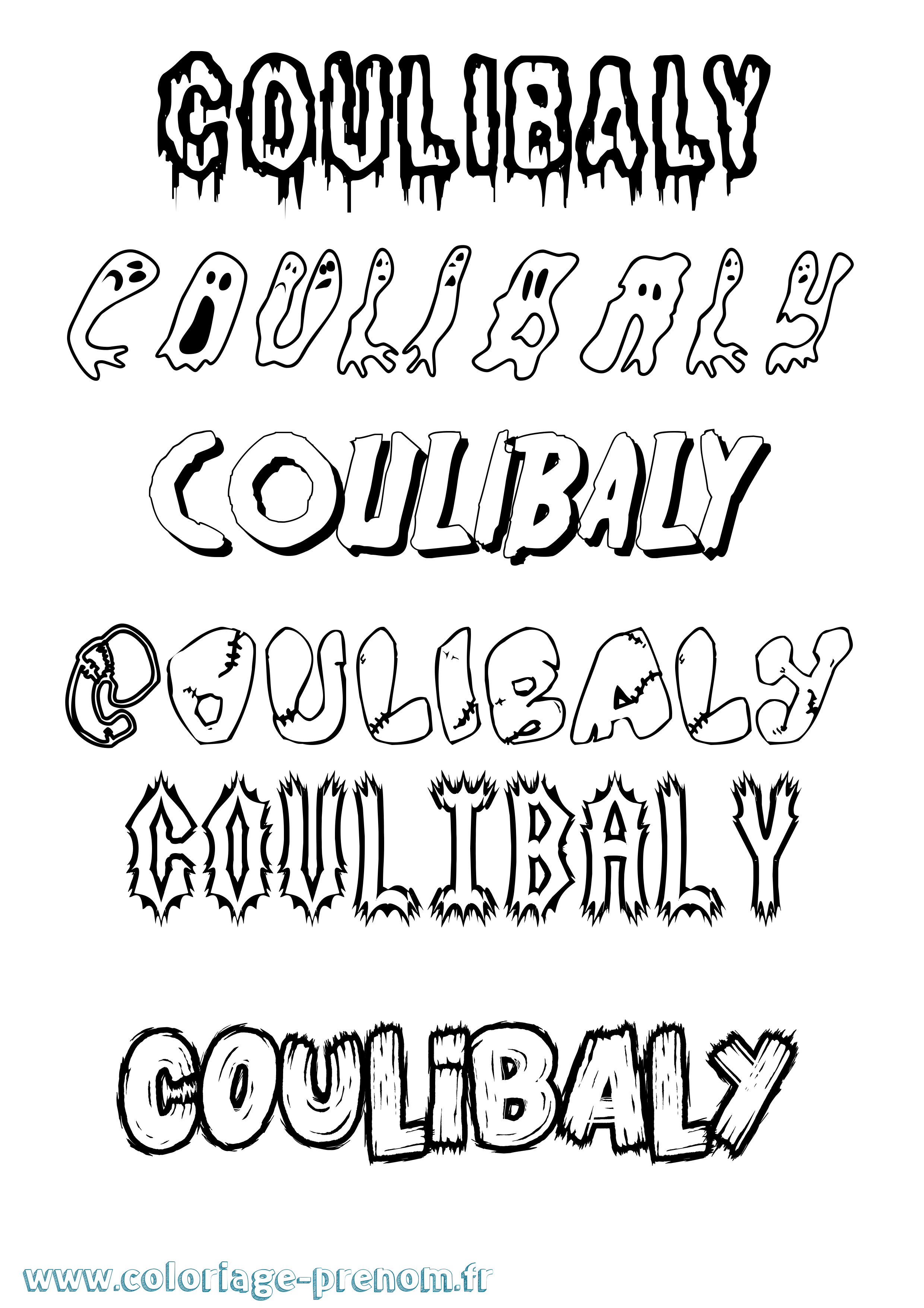 Coloriage Coulibaly Frisson Coloriage prénom Coulibaly Frisson
