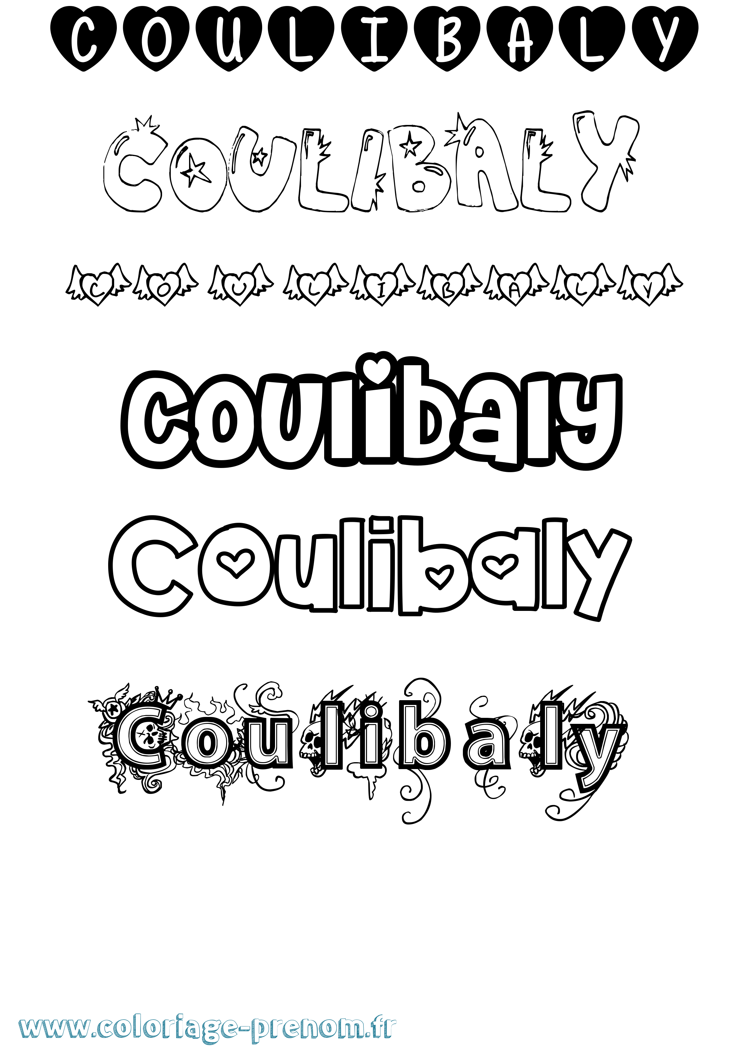 Coloriage Coulibaly Girly Coloriage prénom Coulibaly Girly